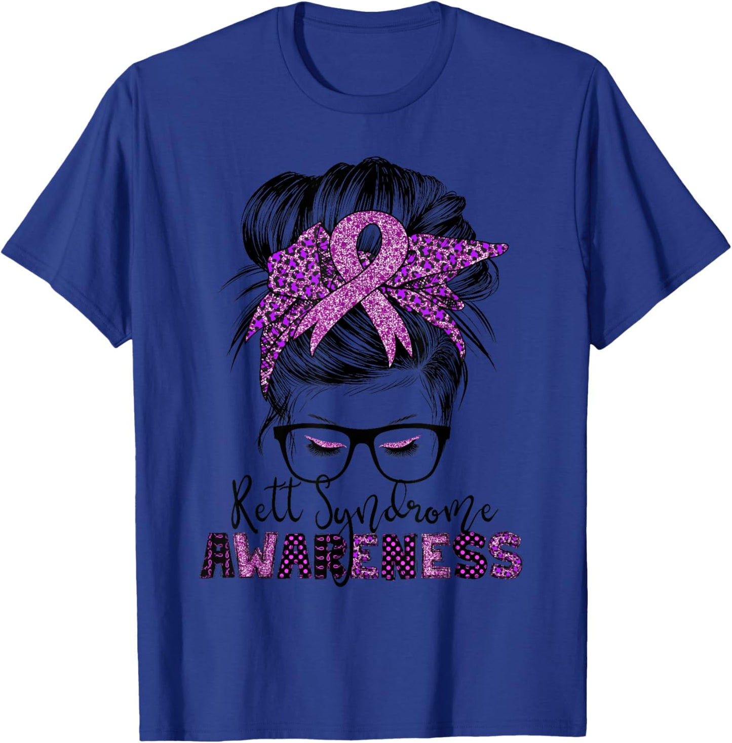 rett syndrome Awareness Messy bun hair women T-Shirt - T-Shirt | Royal