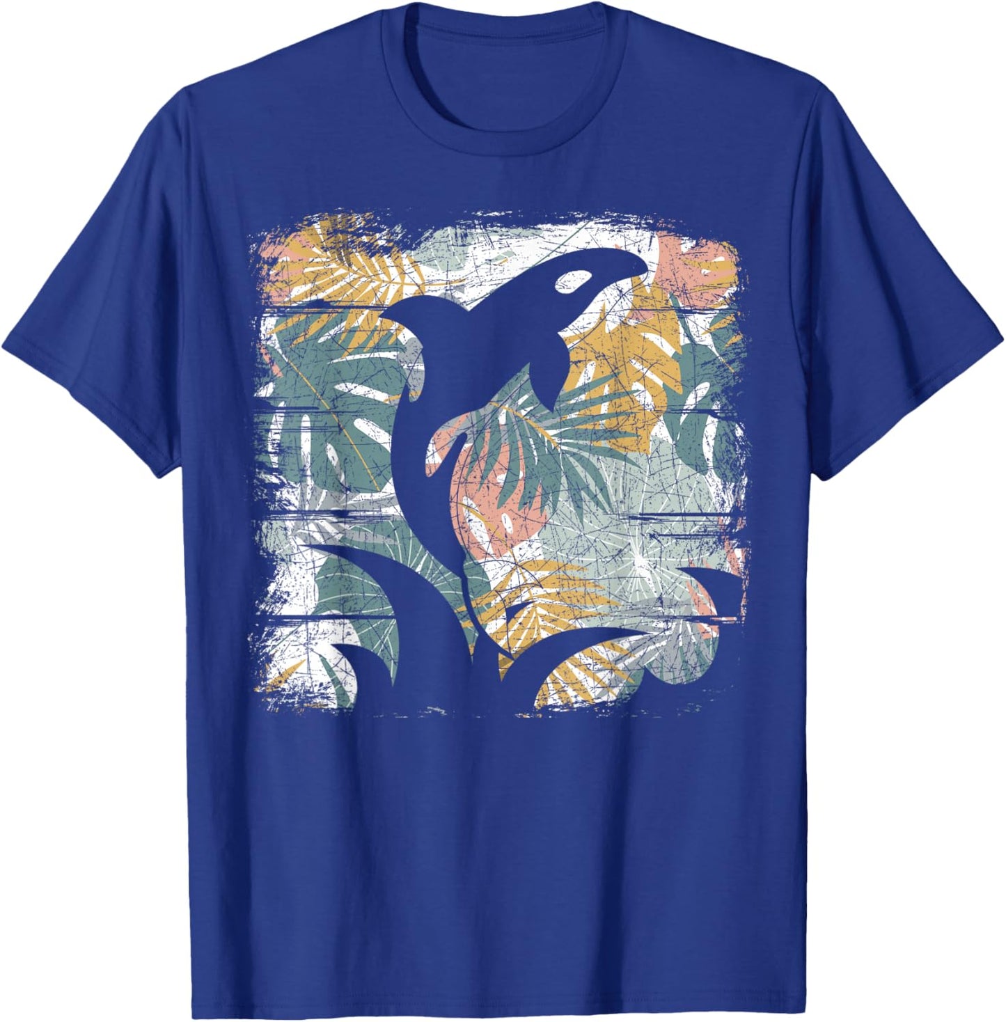 Tropical Nature Pattern Exotic Summer Vacation Whale Orca T-Shirt - T-Shirt | Royal