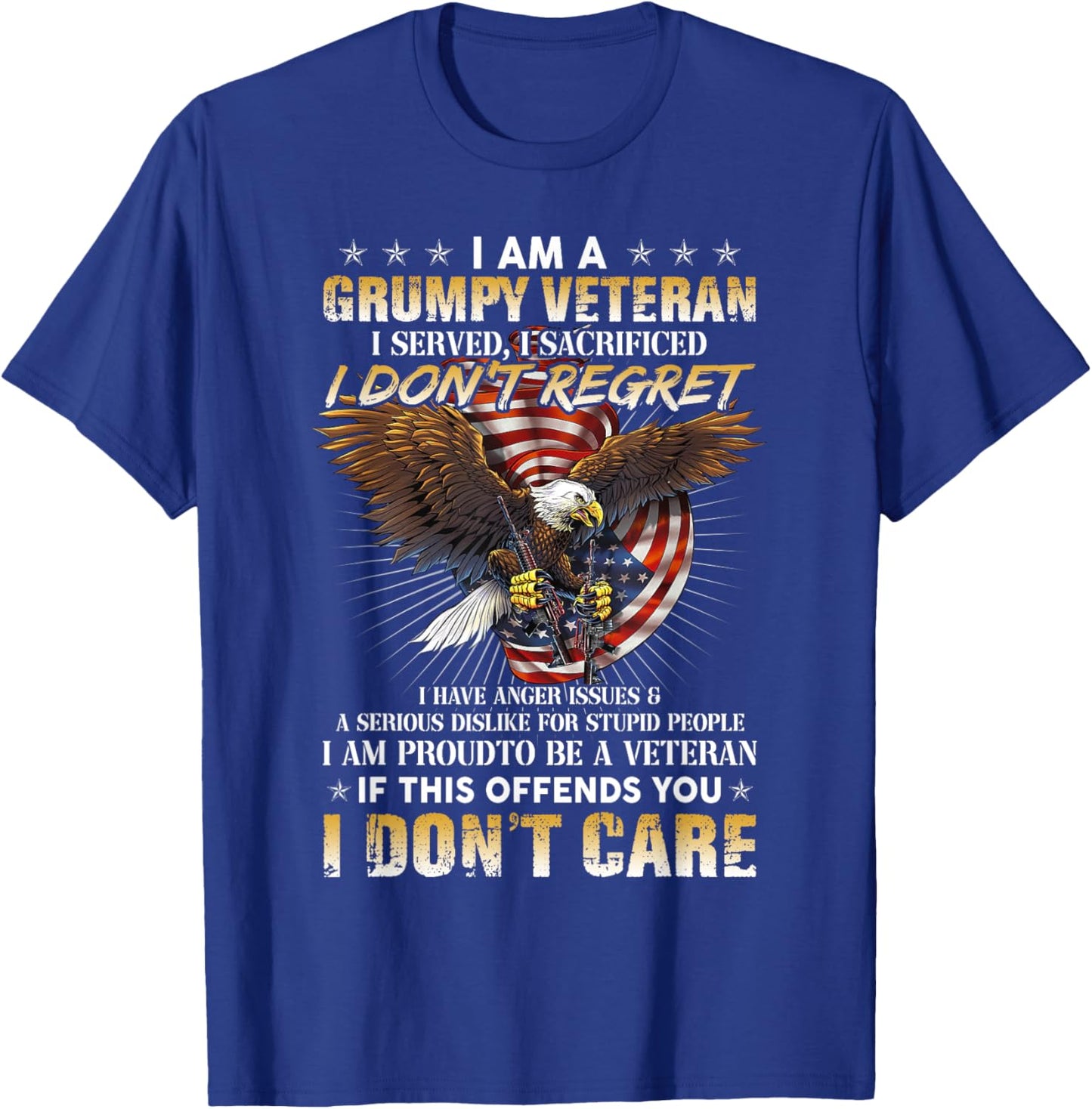 Grumpy Old Veteran Funny Veteran Father's Day T-Shirt - T-Shirt | Royal