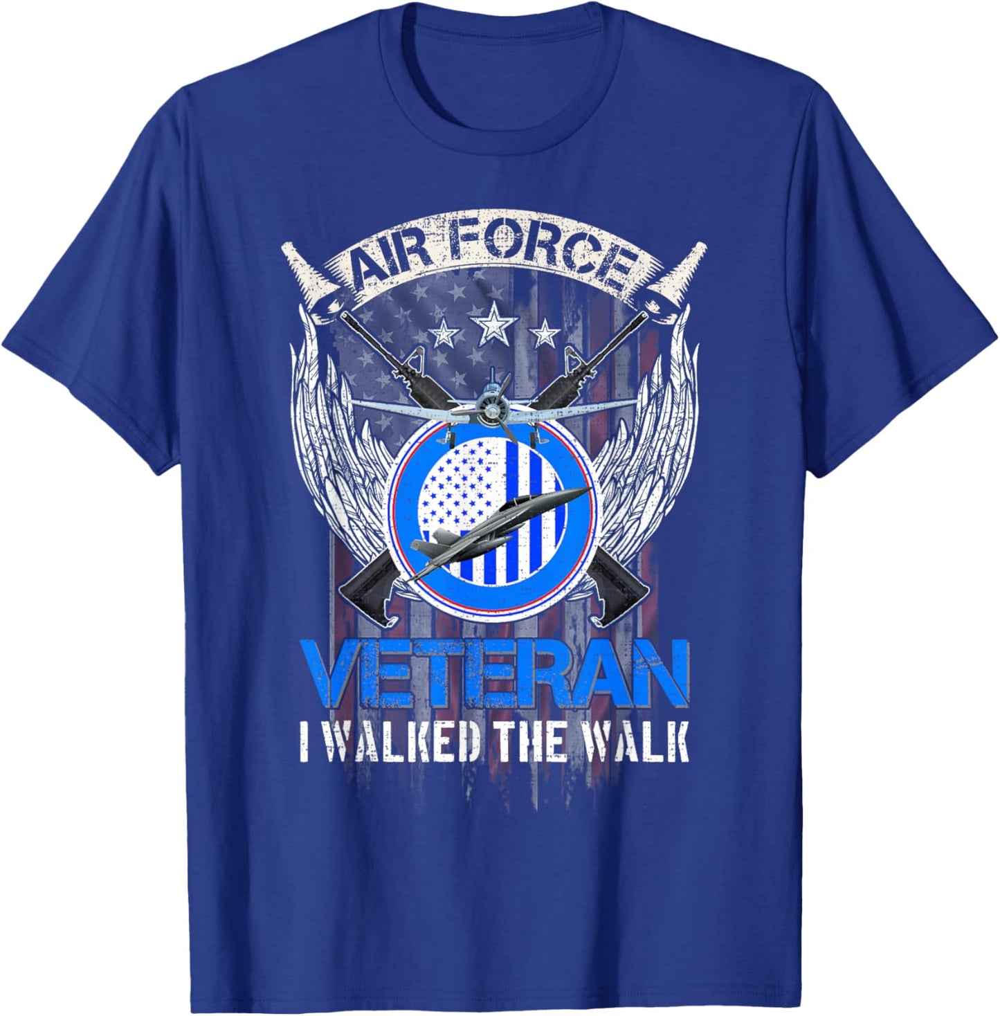 Vintage American Flag US Air Force Veteran I Walked The Walk T-Shirt - T-Shirt | Royal