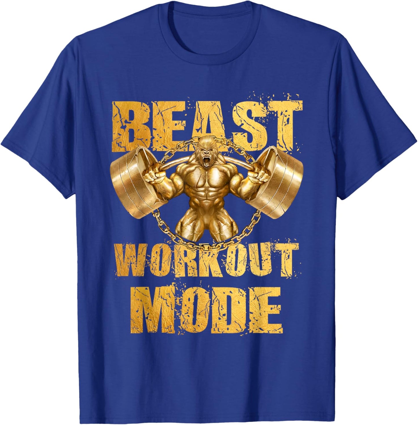 Gorilla Beast Workout Mode Gold Lifting Weights Gym - Gift T-Shirt - T-Shirt | Royal