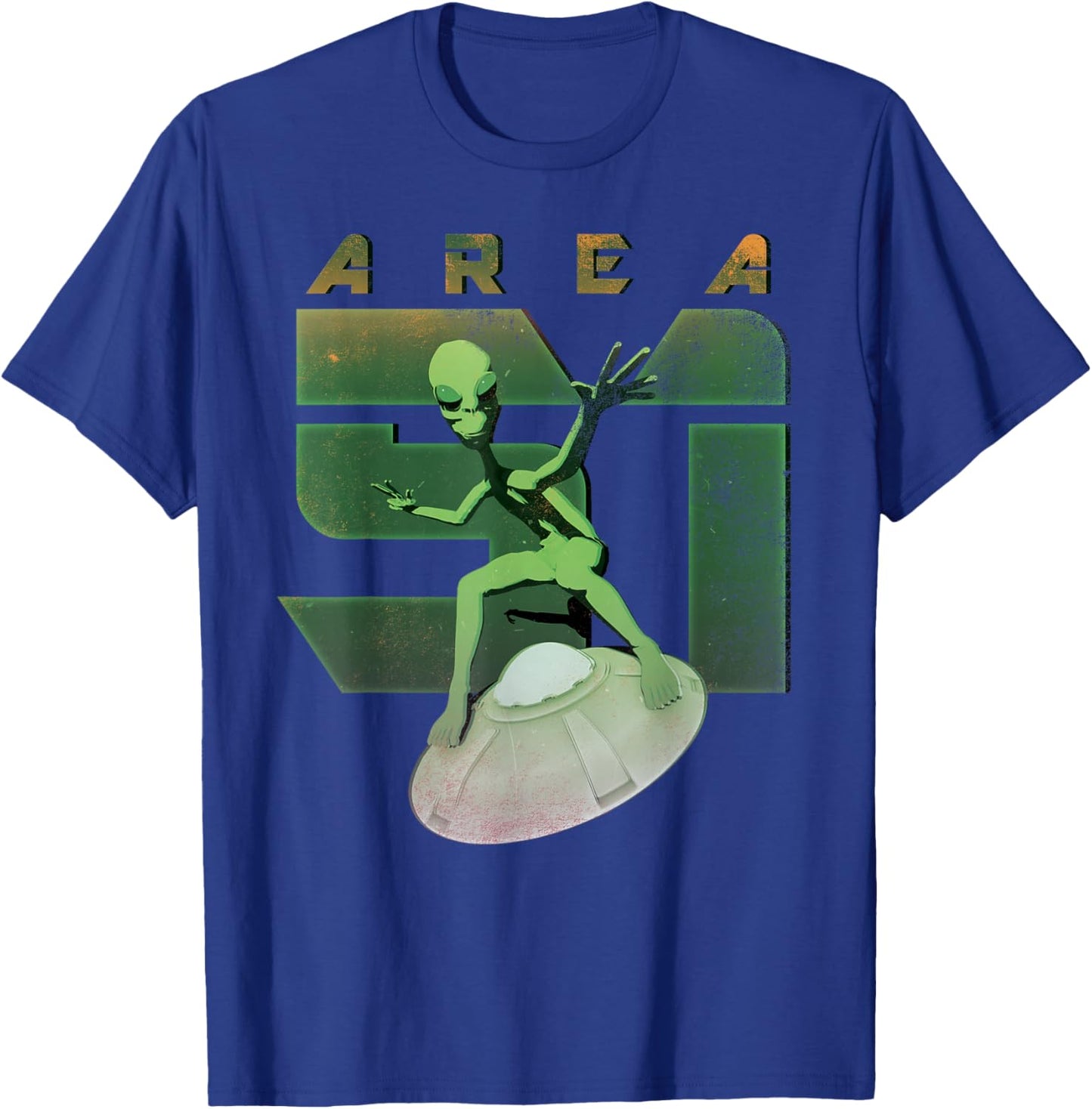 Alien Area 51 Shirt UFO Green Man Flying Saucer Space T-Shirt - T-Shirt | Royal