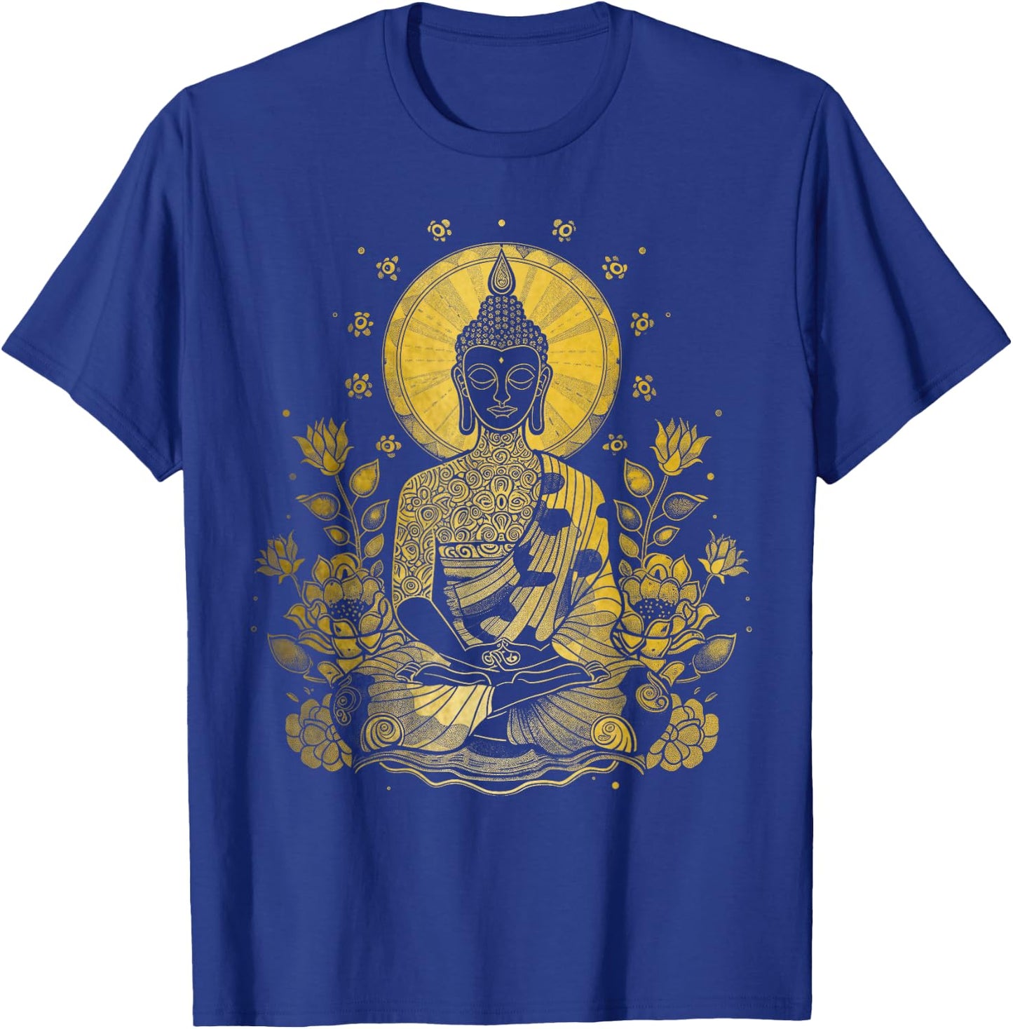 Buddha Floral Vintage Flower Yoga Buddhism Yogi Buddhist T-Shirt - T-Shirt | Royal