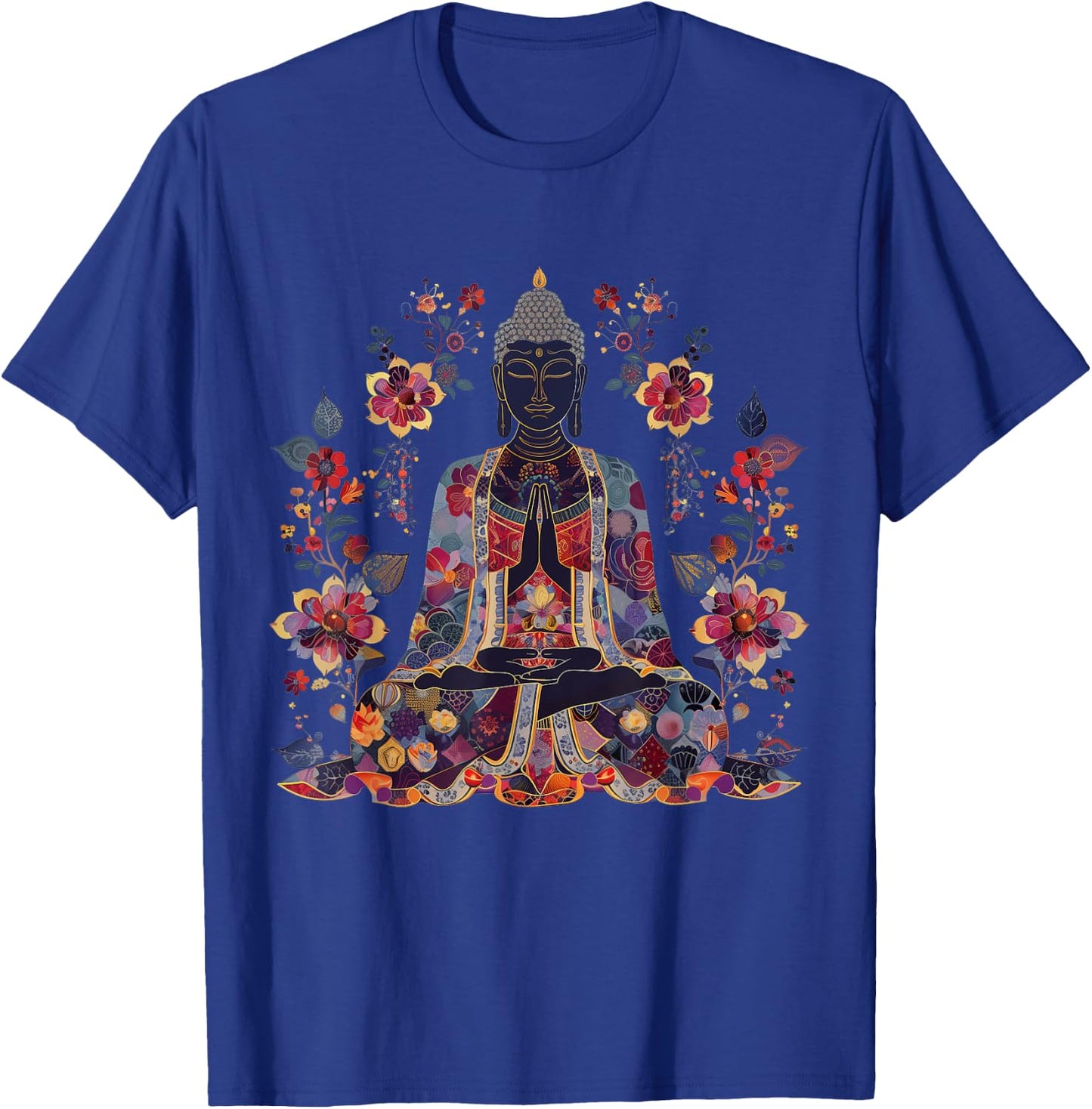 Buddha Floral Vintage Flower Yoga Buddhism Yogi Buddhist T-Shirt - T-Shirt | Royal