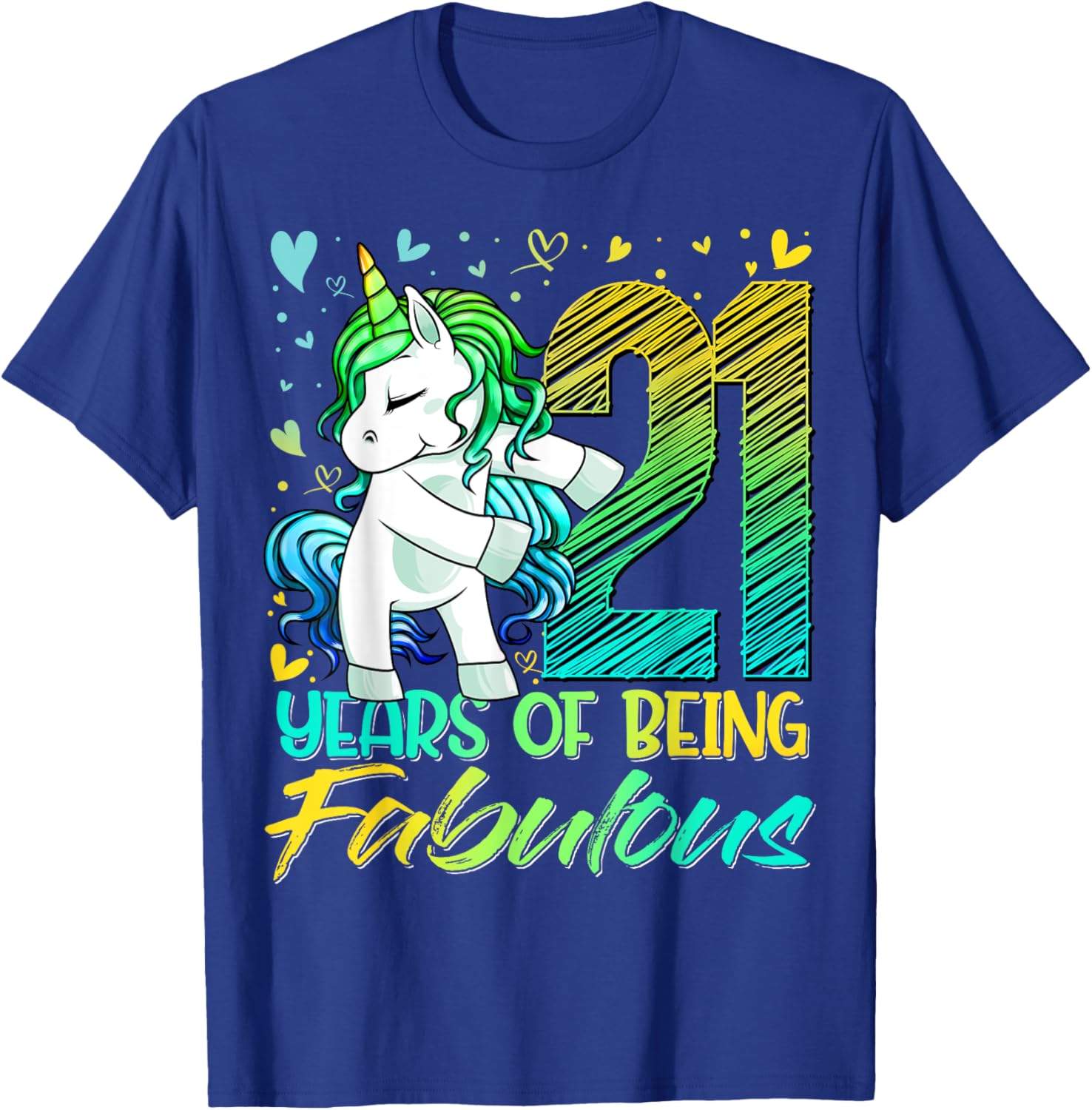 21 Year Old Gifts Unicorn Flossing 21st Birthday Girl Party T-Shirt - T-Shirt | Royal
