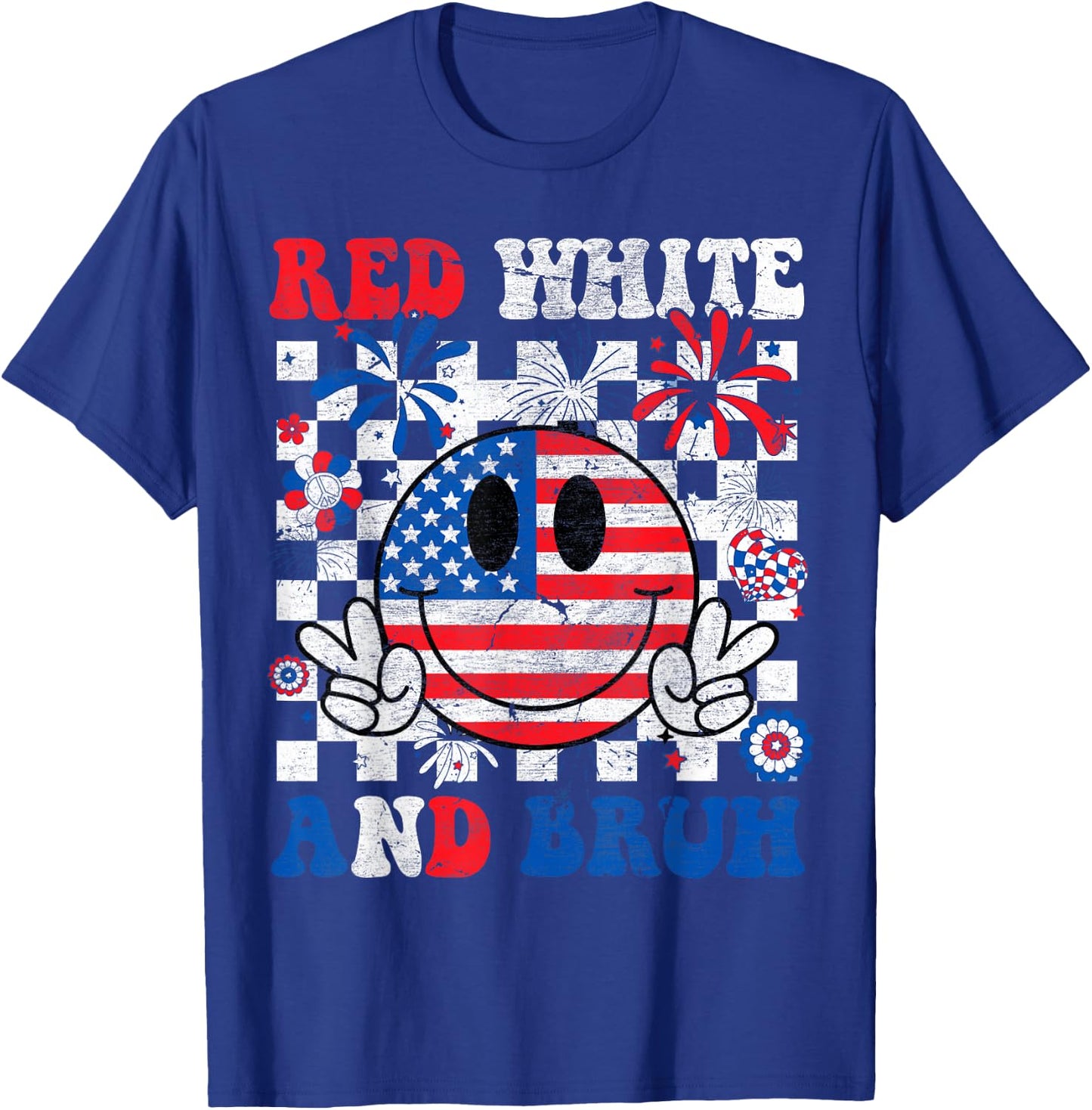 Red White And Bruh 4th Of July Boys Patriotic Men Teens Kids T-Shirt - T-Shirt | Royal