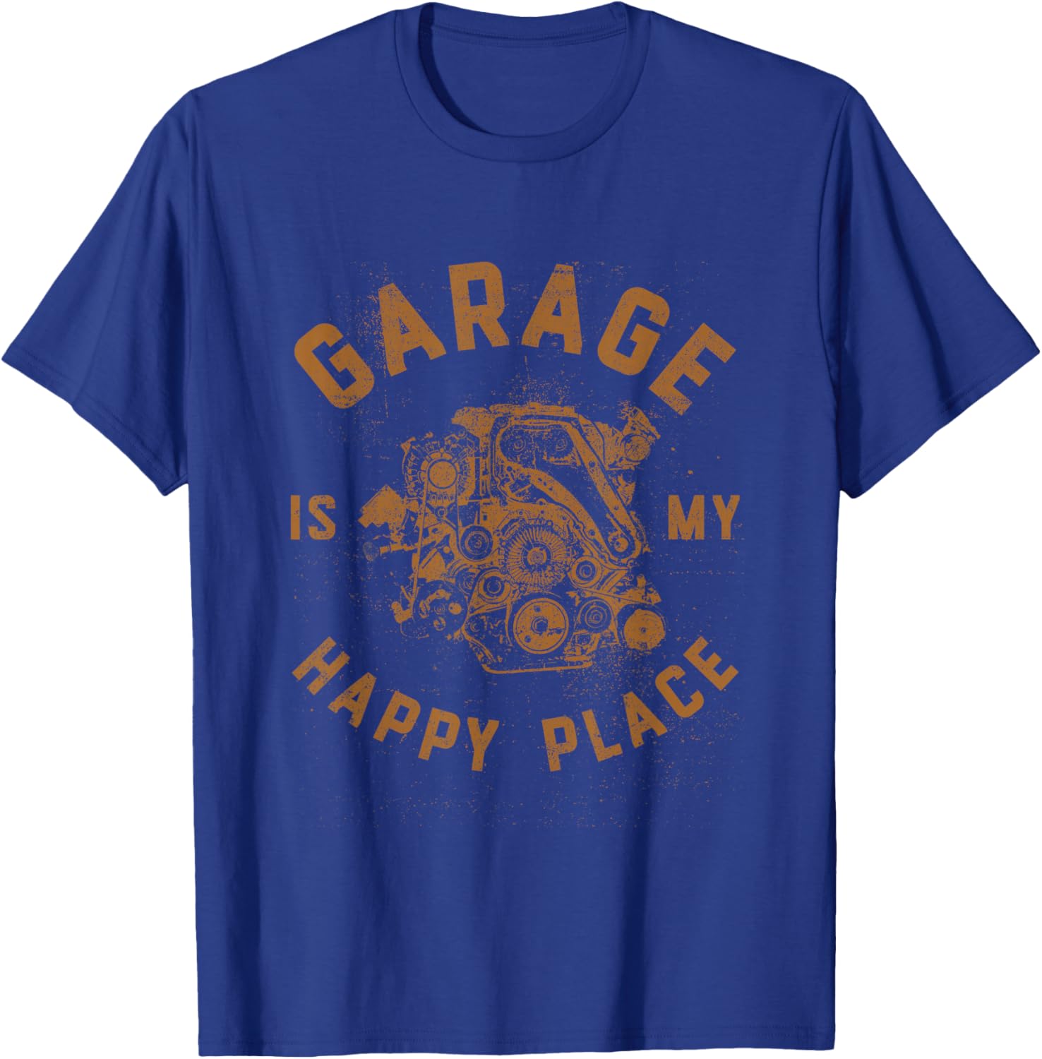 Vintage Garage Is My Happy Place Cars Auto Mechanics Engine T-Shirt - T-Shirt | Royal