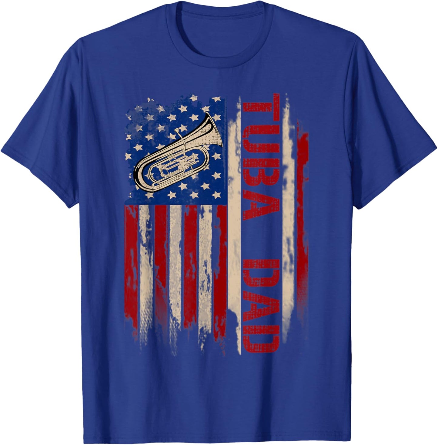 Vintage Tuba Dad American USA Flag Music Gift Women Kids Men T-Shirt - T-Shirt | Royal