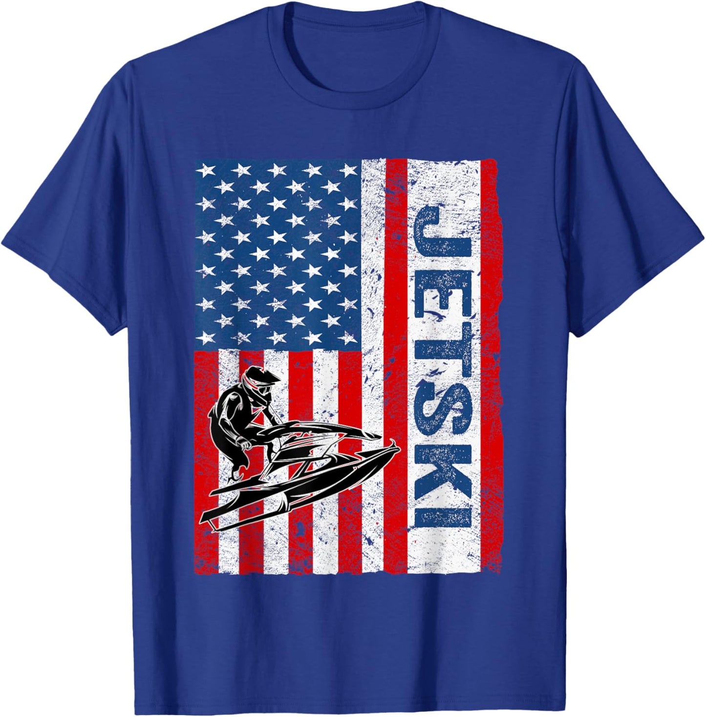 Jet Ski USA Flag. Vintage Jet Ski T-Shirt - T-Shirt | Royal