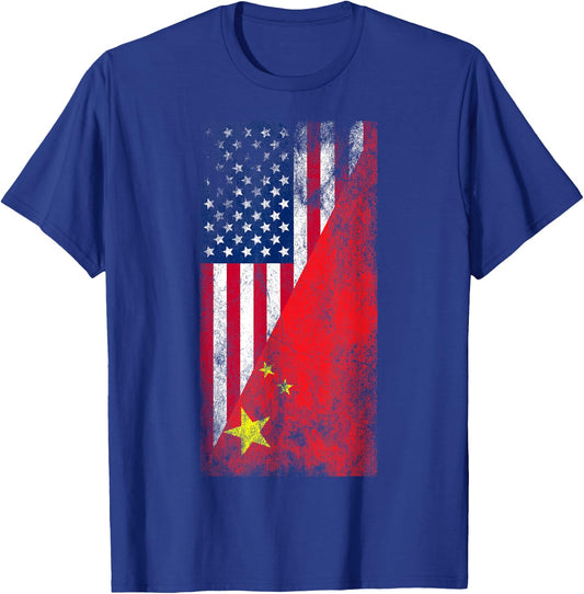 USA & China Flags - United States of America, Chinese T-Shirt - T-Shirt | Royal