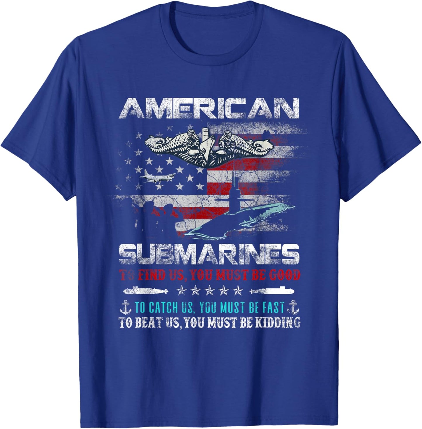American Submarine Silent Service Veteran Flag Patriotic Men T-Shirt - T-Shirt | Royal