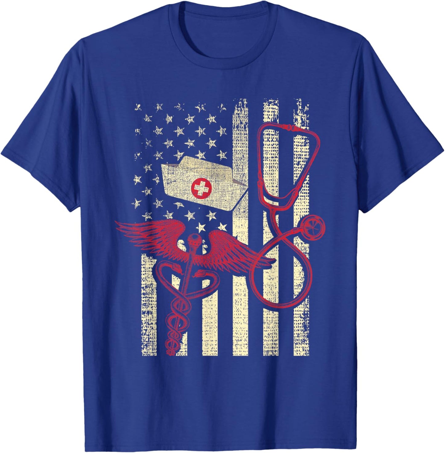Patriotic Registered Nurse USA Flag Nursing RN Healthcare T-Shirt - T-Shirt | Royal