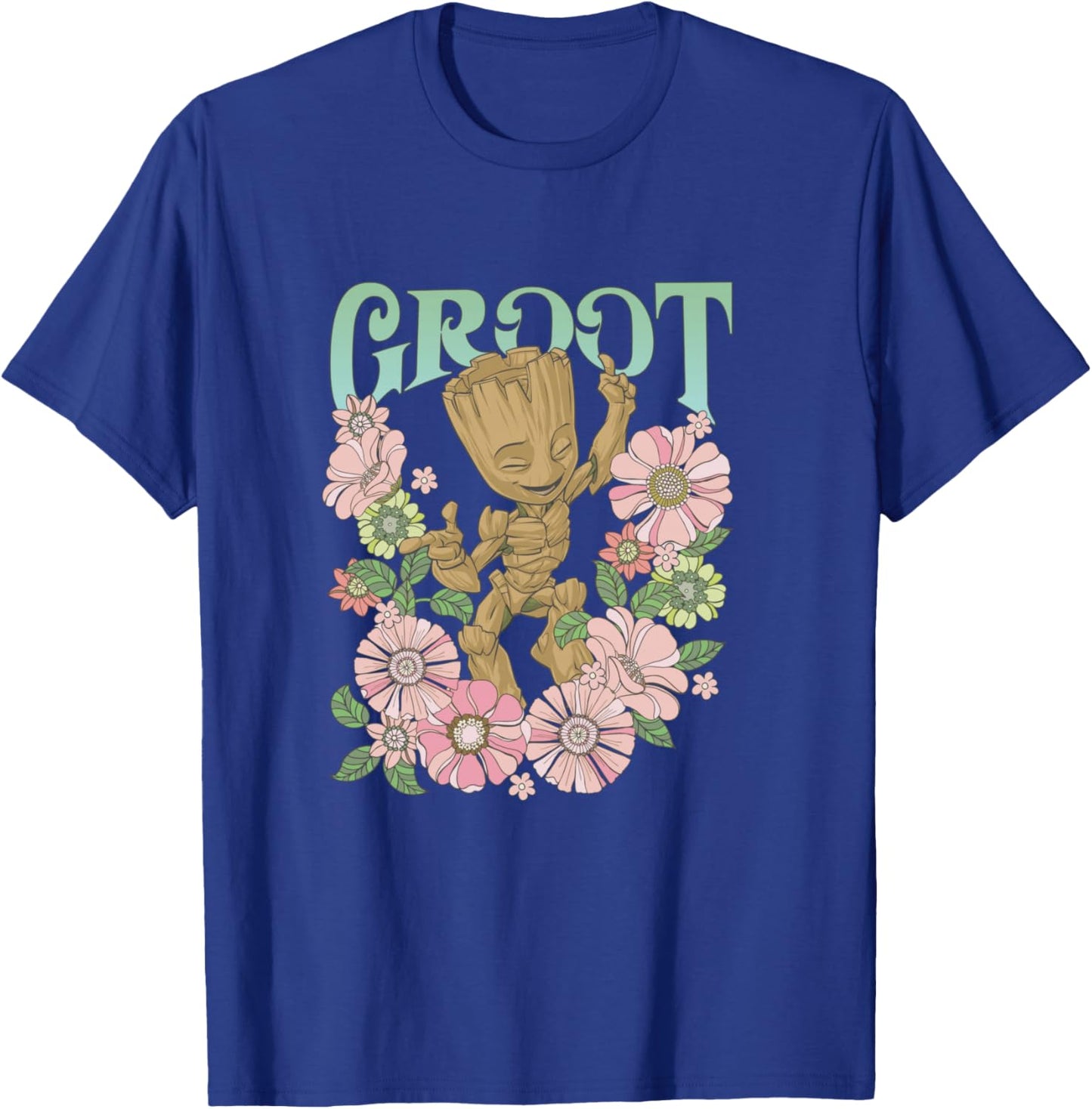 Marvel Guardians of The Galaxy Groot Floral Dance Poster T-Shirt - T-Shirt | Royal