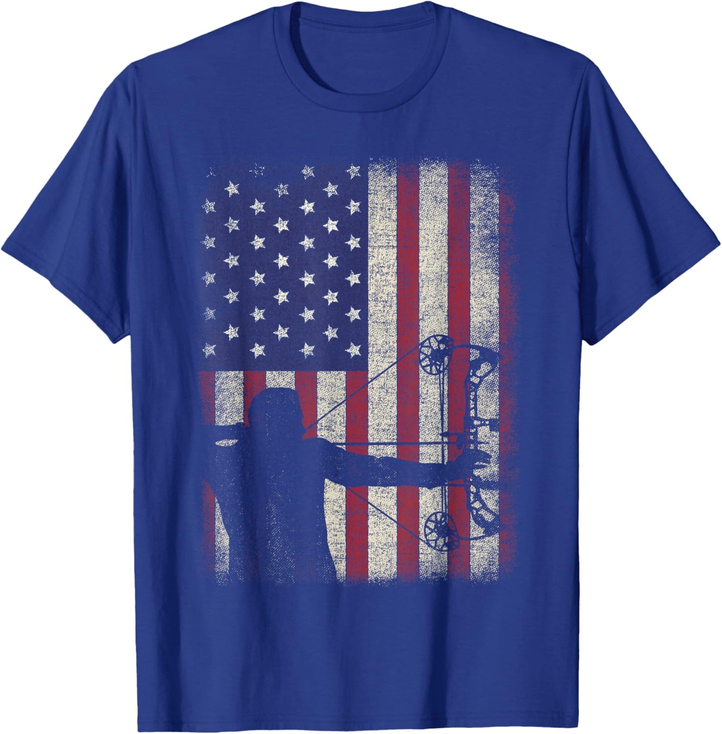 Archery American Flag Vintage Men Archer Bowhunting Hunter T-Shirt - T-Shirt | Royal