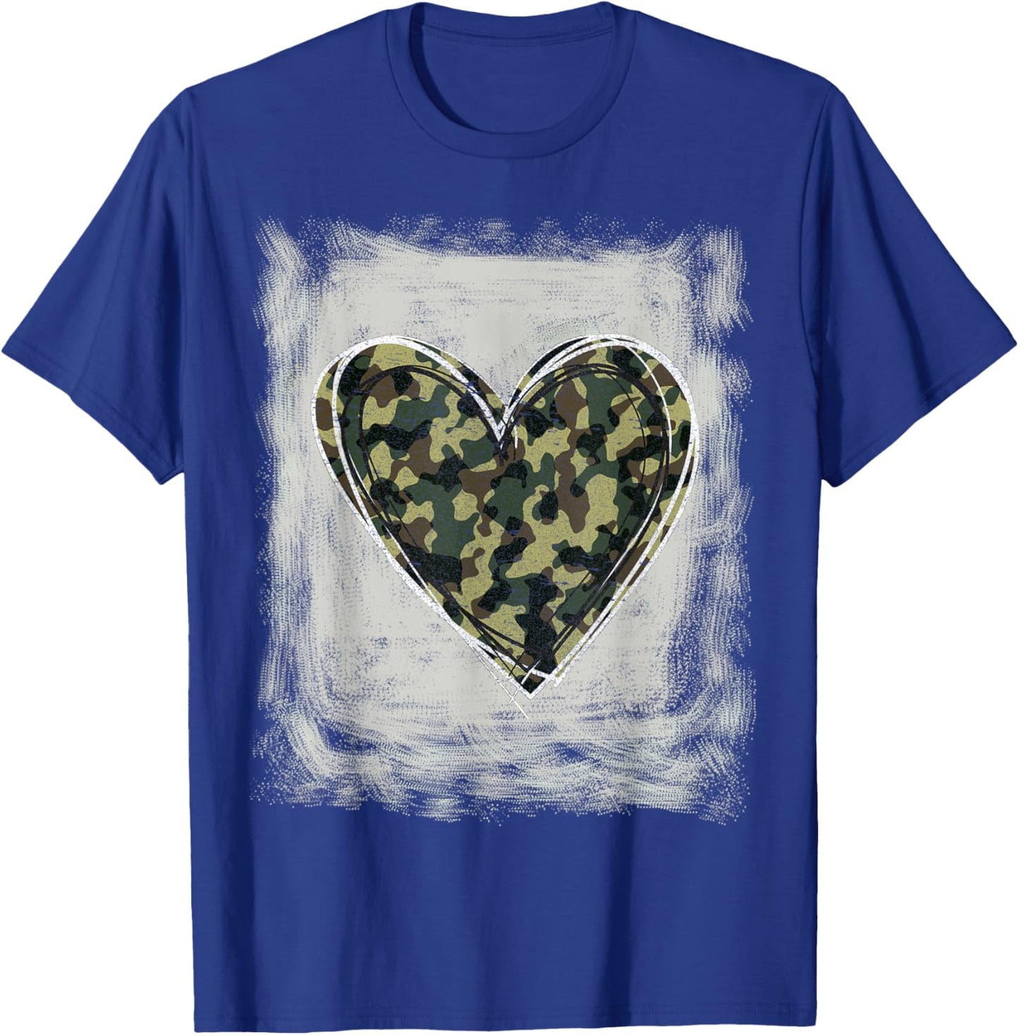 Camo Army Heart Bleached Shirts Forces Memorial Day T-Shirt - T-Shirt | Royal