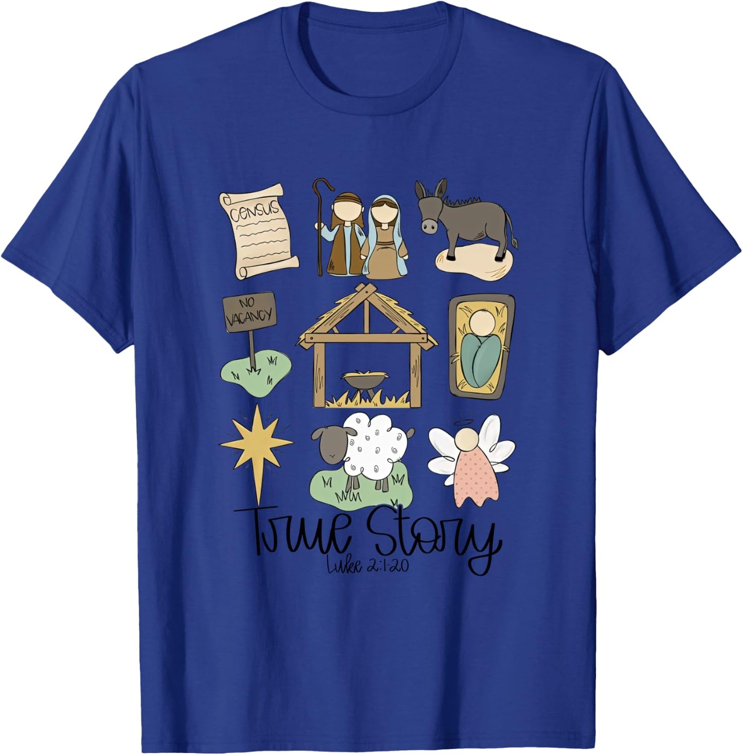True Story Faith Based Christmas, Nativity Story T-Shirt - T-Shirt | Royal
