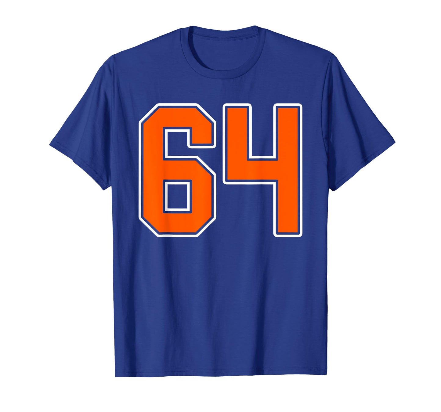 Orange White Number 64 Jersey Player Uniform #64 T-Shirt