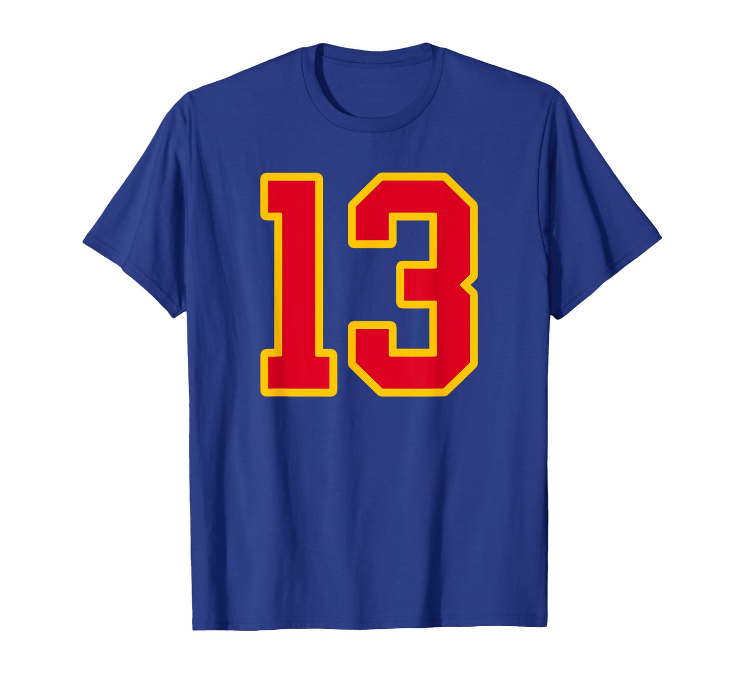 Bright Red Gold Number 13 Jersey Player Uniform #13 T-Shirt