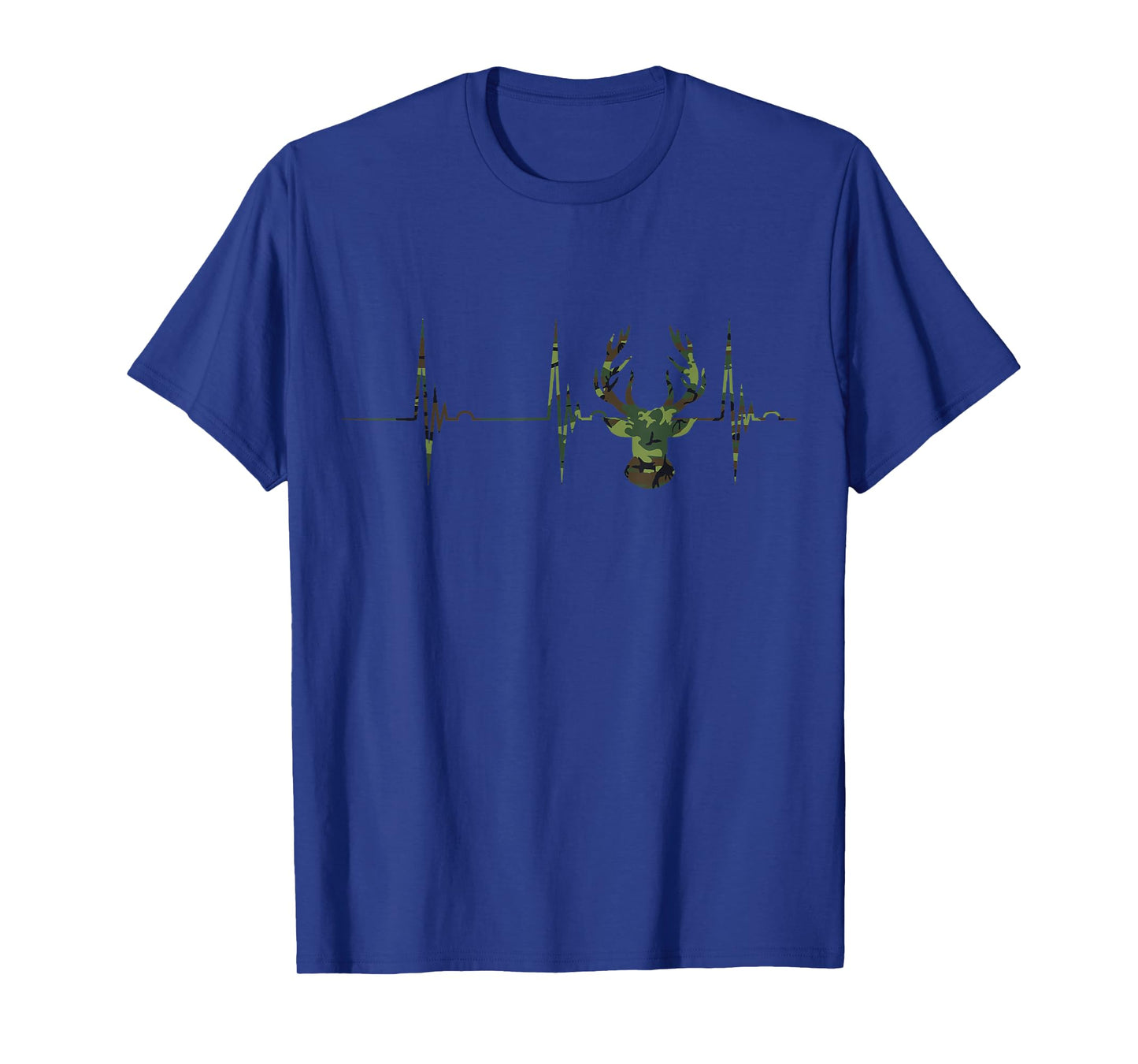 Camouflage Deer Antlers Hunting Heartbeat ECG Pulse Camo Hunter T-Shirt