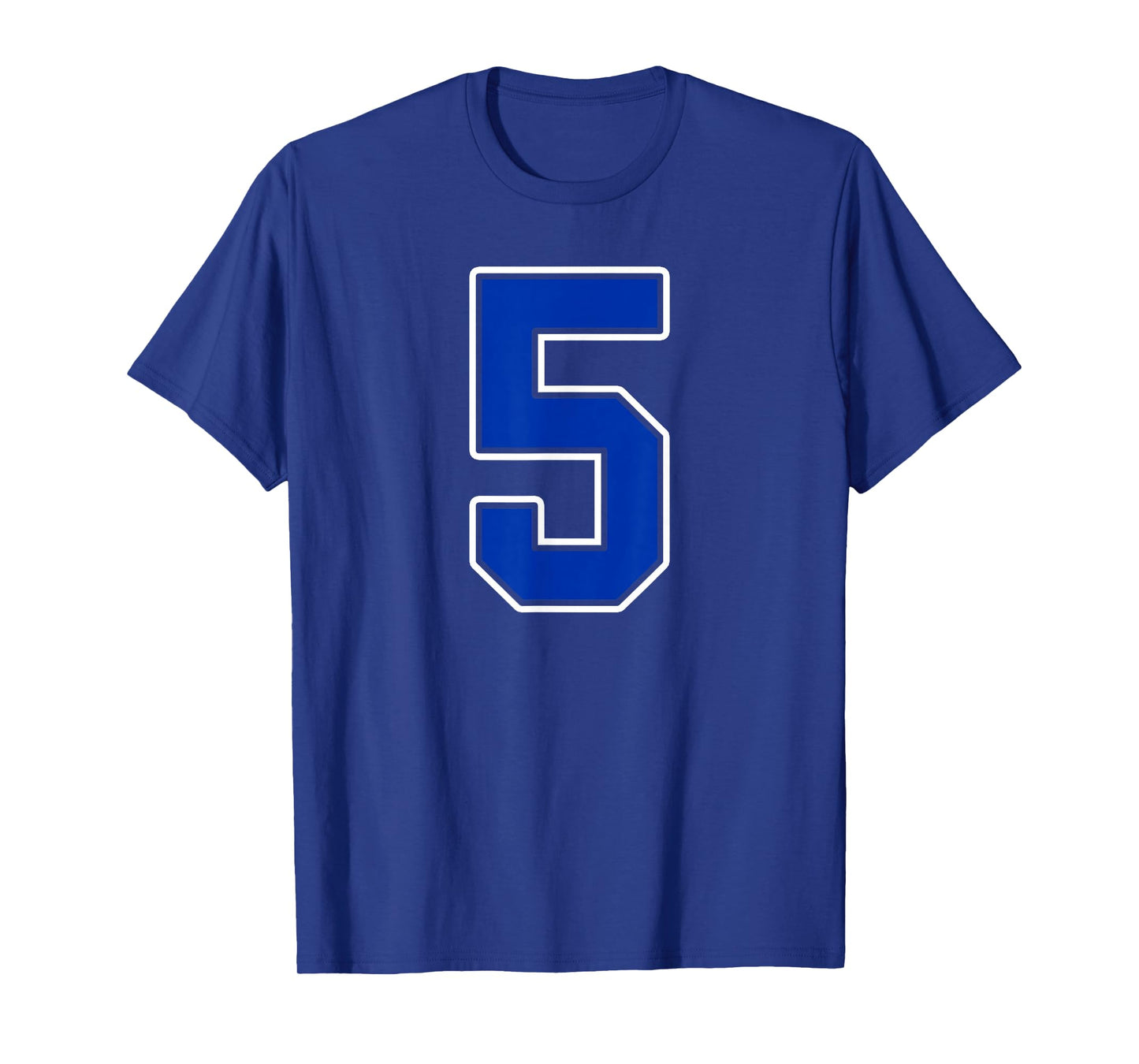 Royal Blue White Number 5 Jersey Player Uniform #5 T-Shirt