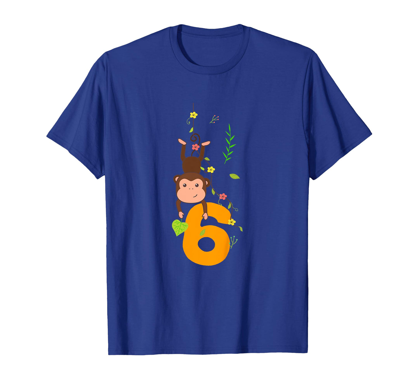 Kids Funny Cute Monkey Lover 6th Birthday Six 6 Yr 6 Year Old T-Shirt