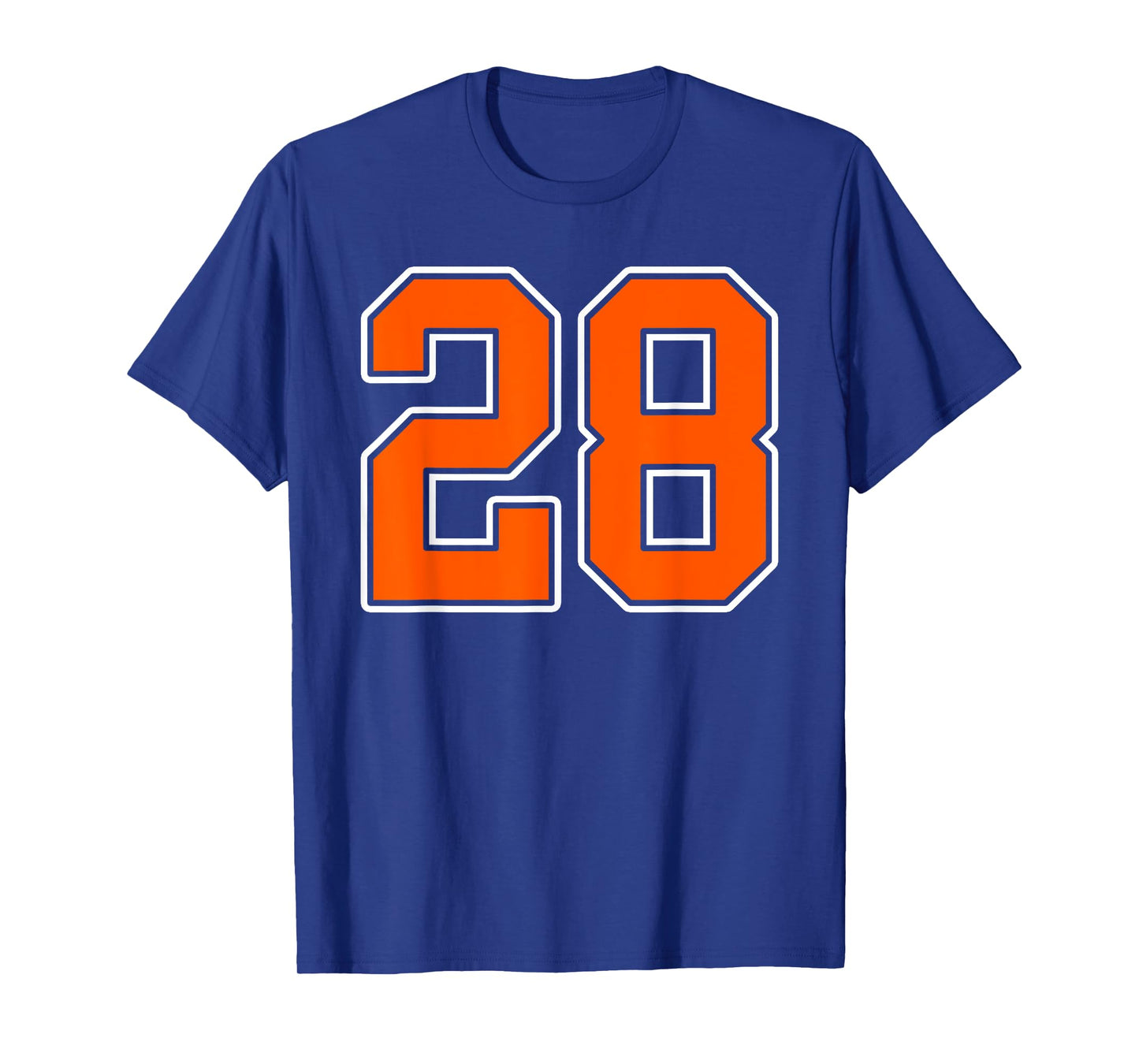 Orange White Number 28 Jersey Player Uniform #28 T-Shirt