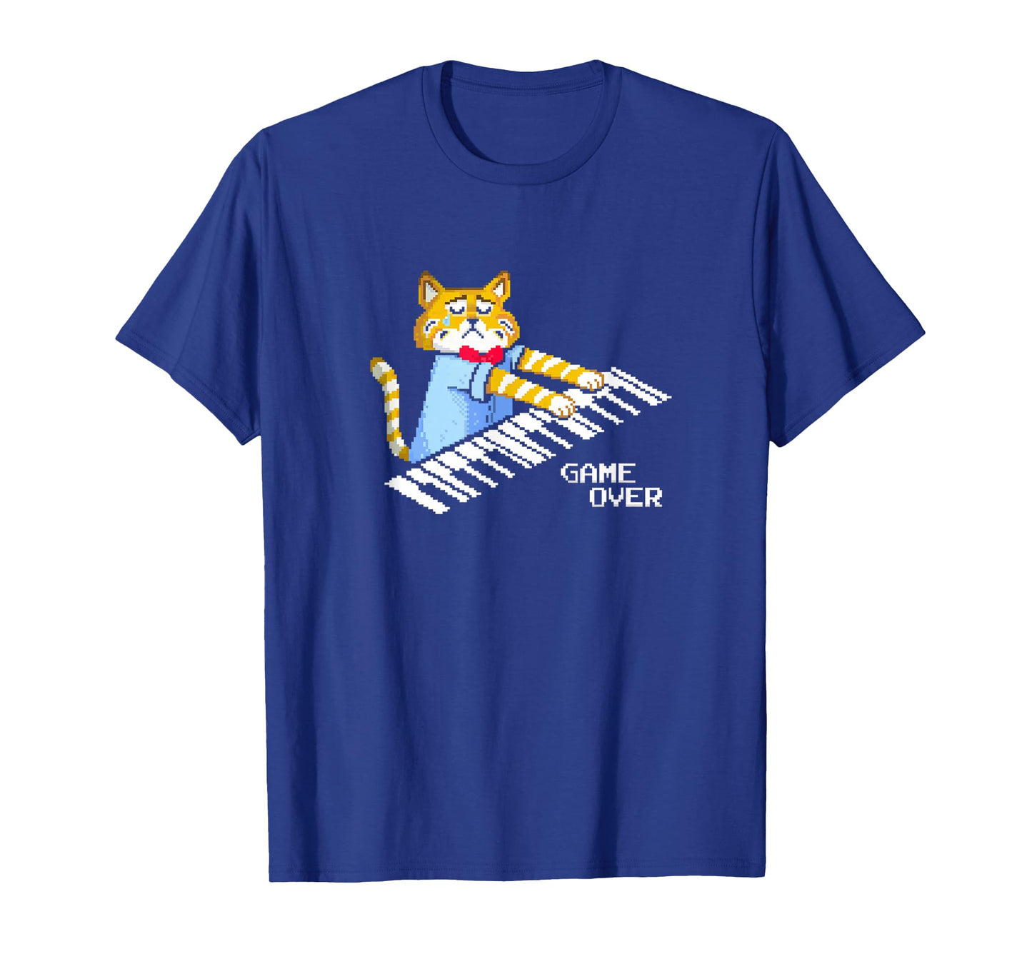 Sad Cat playing keyboard Game Over T-Shirt for Men Women