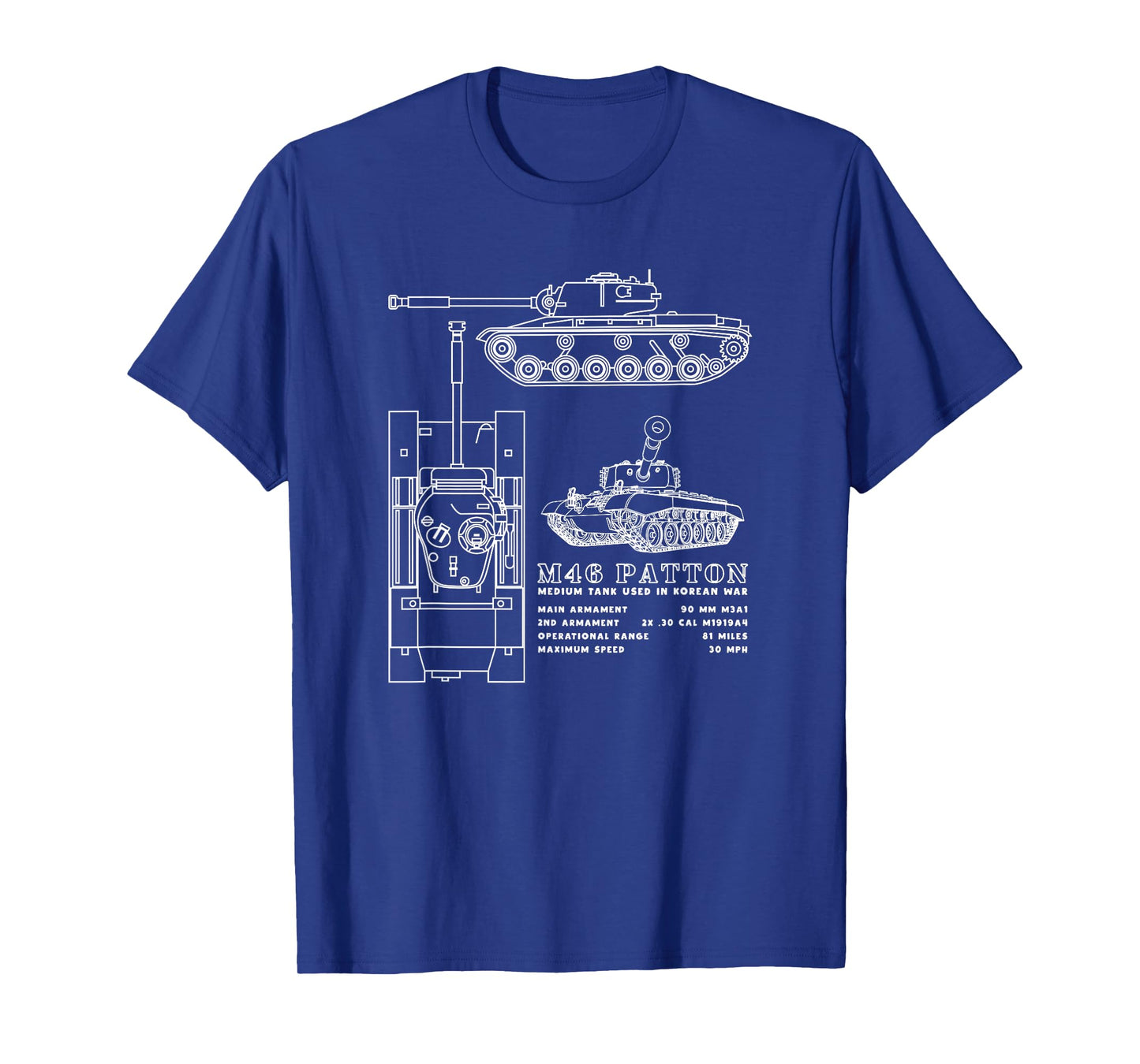M46 Patton Tank Blueprints Infographic T-Shirt