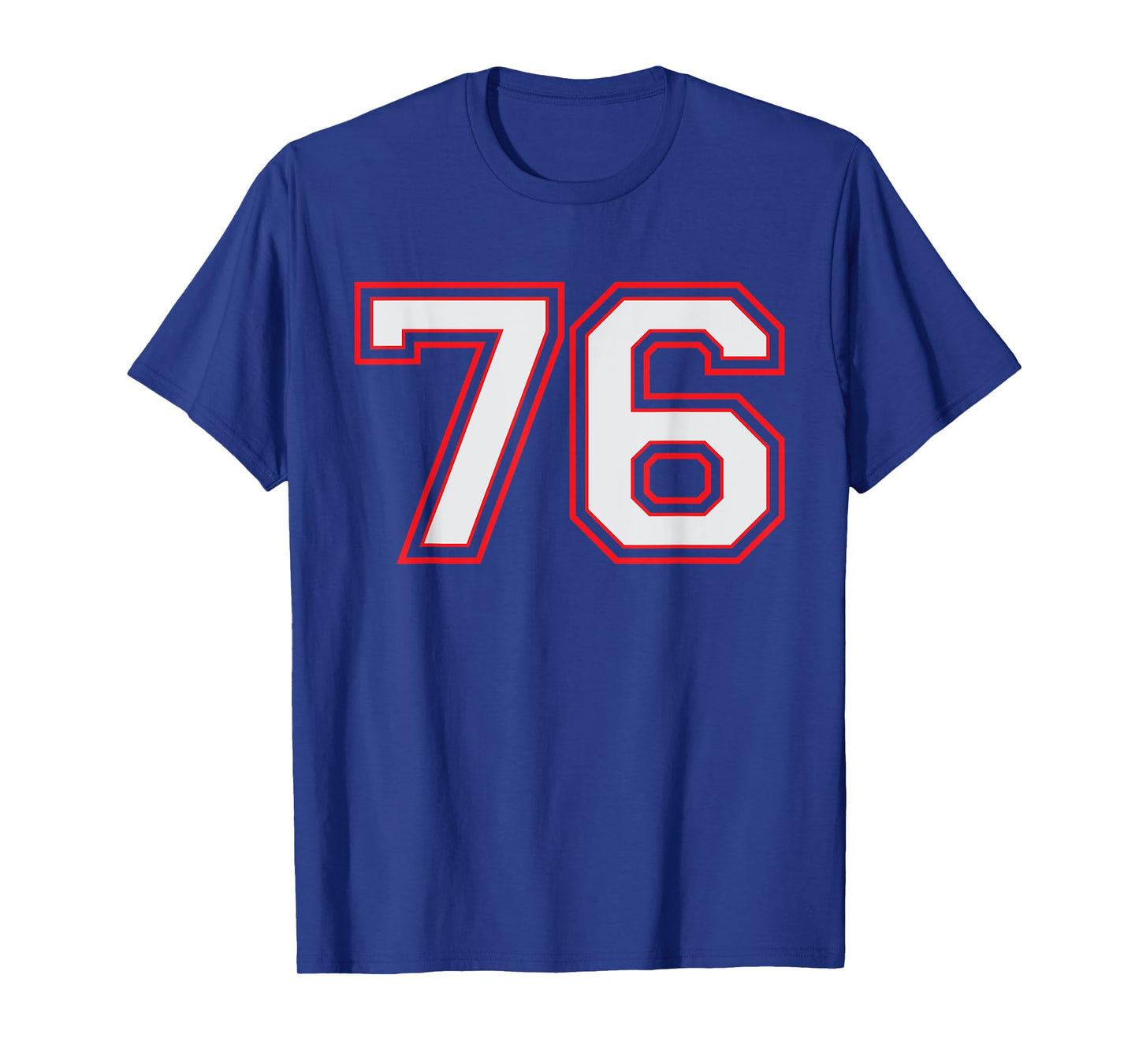 Red Number 76 Sports Player Jersey Fun Game Winner #76 Lucky T-Shirt