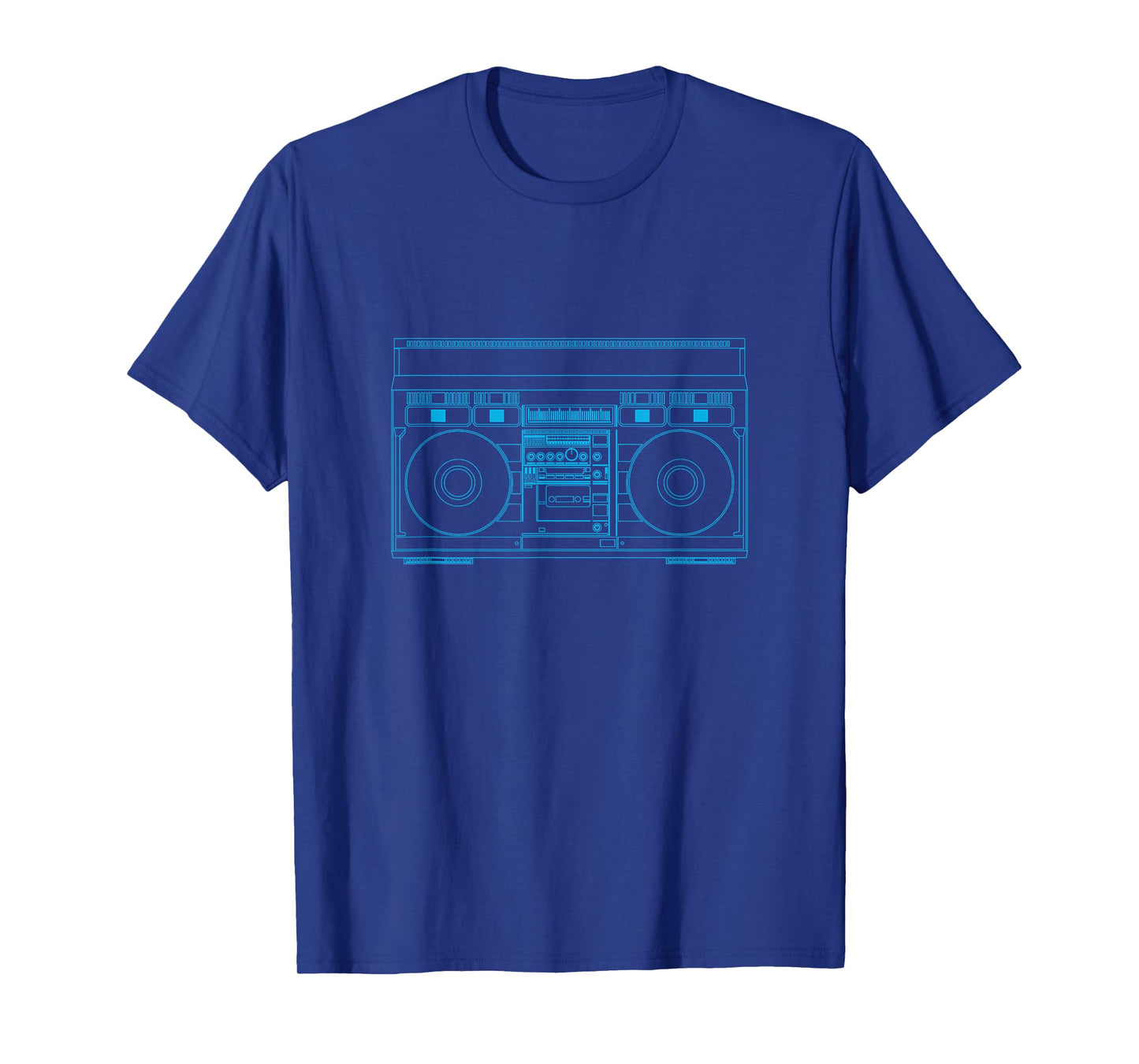 BoomBox Outline In Blue Old Tech Stereo Cassette T-Shirt