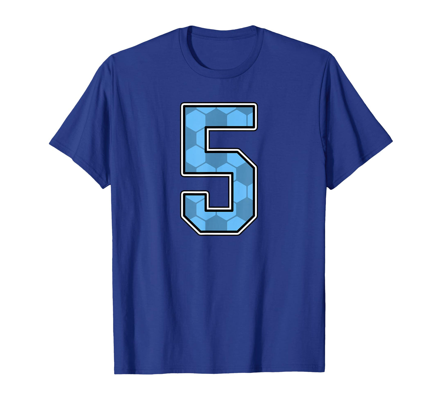 Blue Soccer Pattern Number 5 Jersey Player Uniform #5 T-Shirt