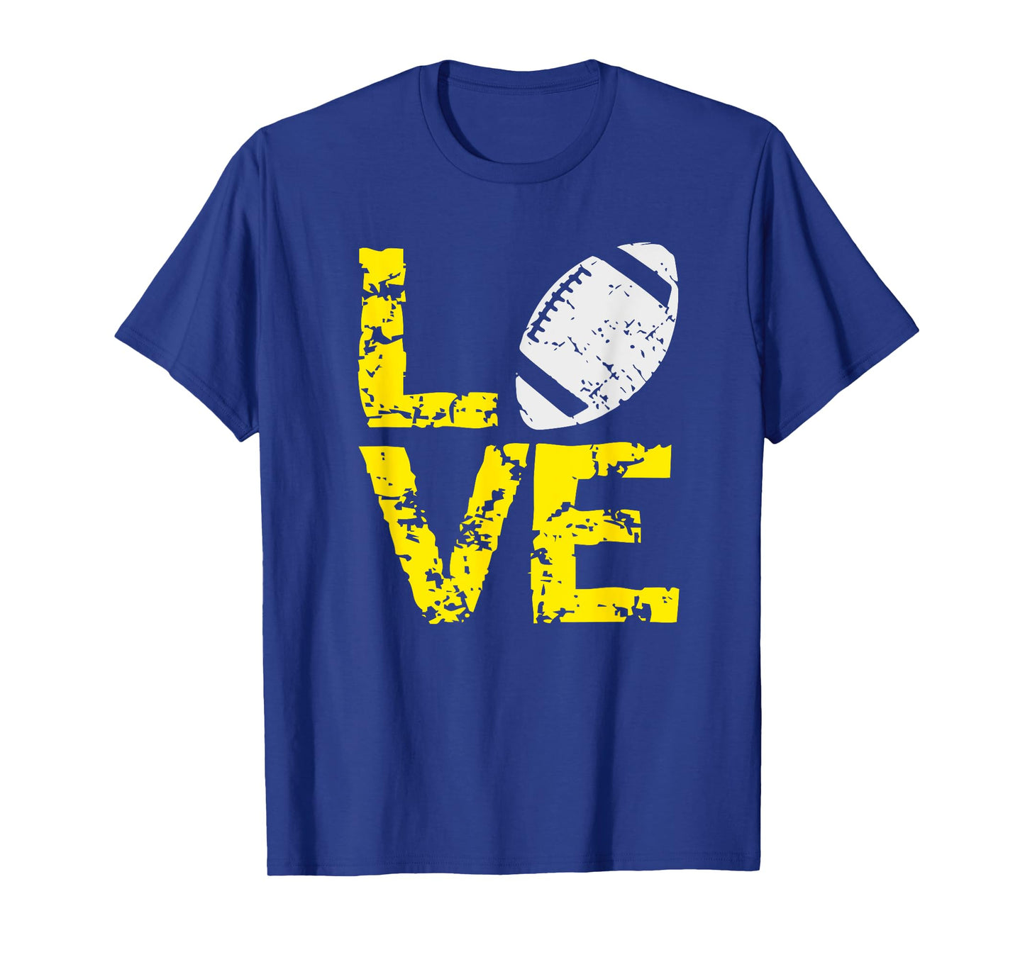 Game Day Distressed Tees Grunge Love Football Ball Yellow Gold Team Colors T-Shirt