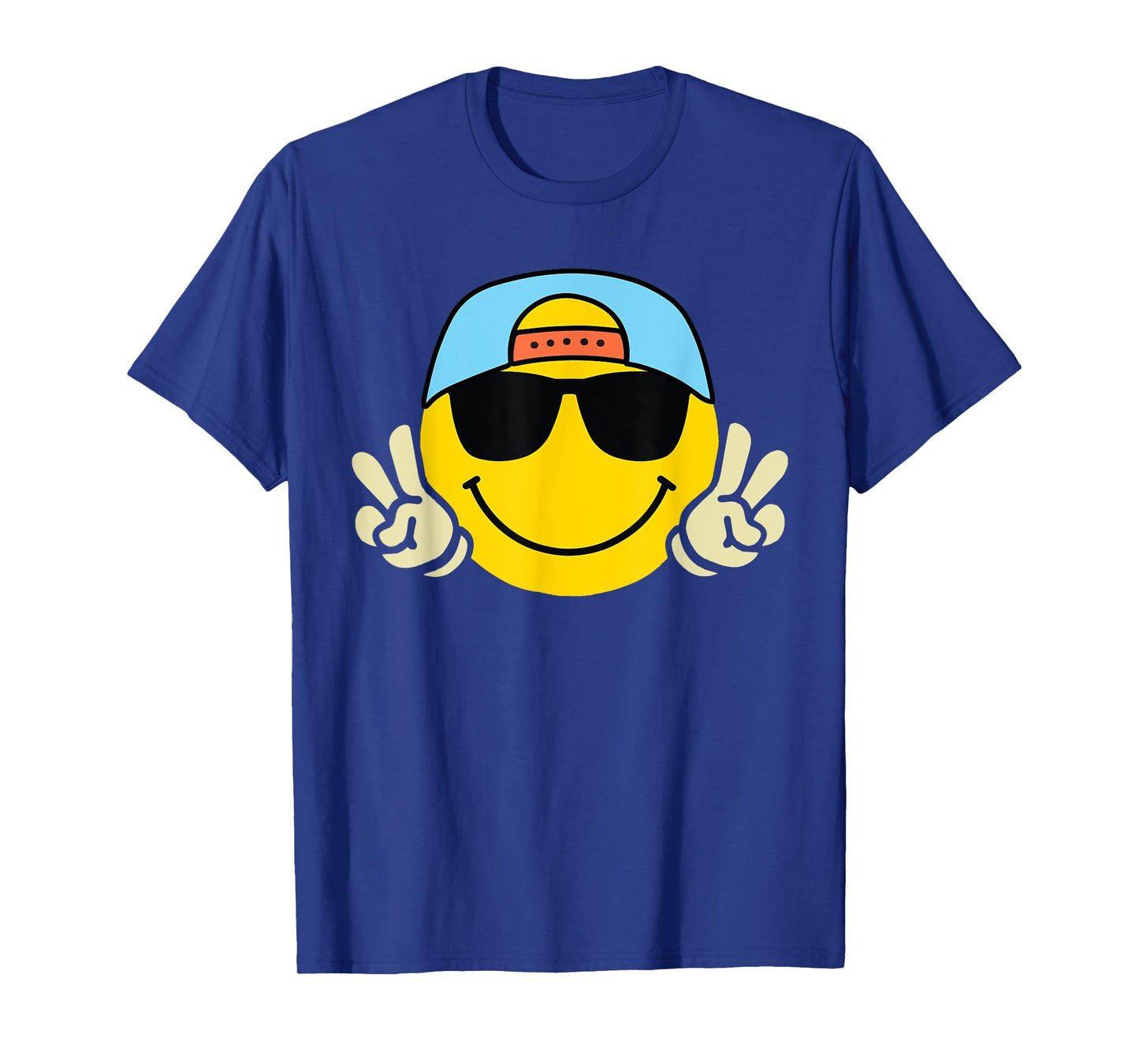 Yellow Smile Face Cute Checkered Peace Smiling Happy Face T-Shirt