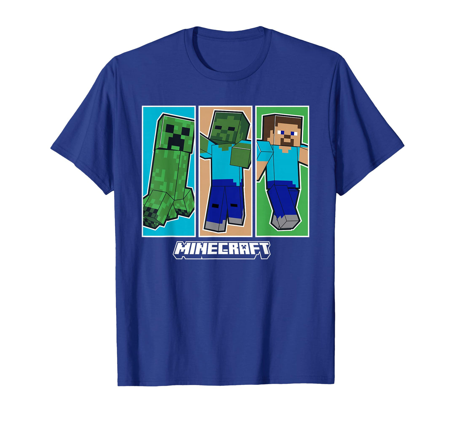 Minecraft Creeper Zombie And Steve Panel Art T-Shirt