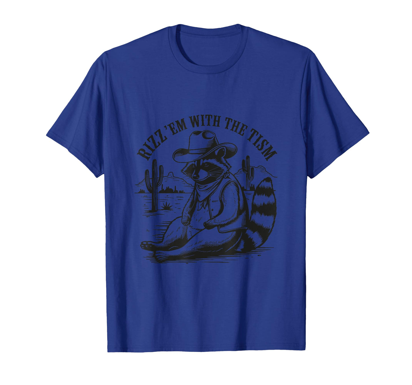 Rizz Em With The Tism Vintage Funny Cowboy Raccoon Autistic T-Shirt