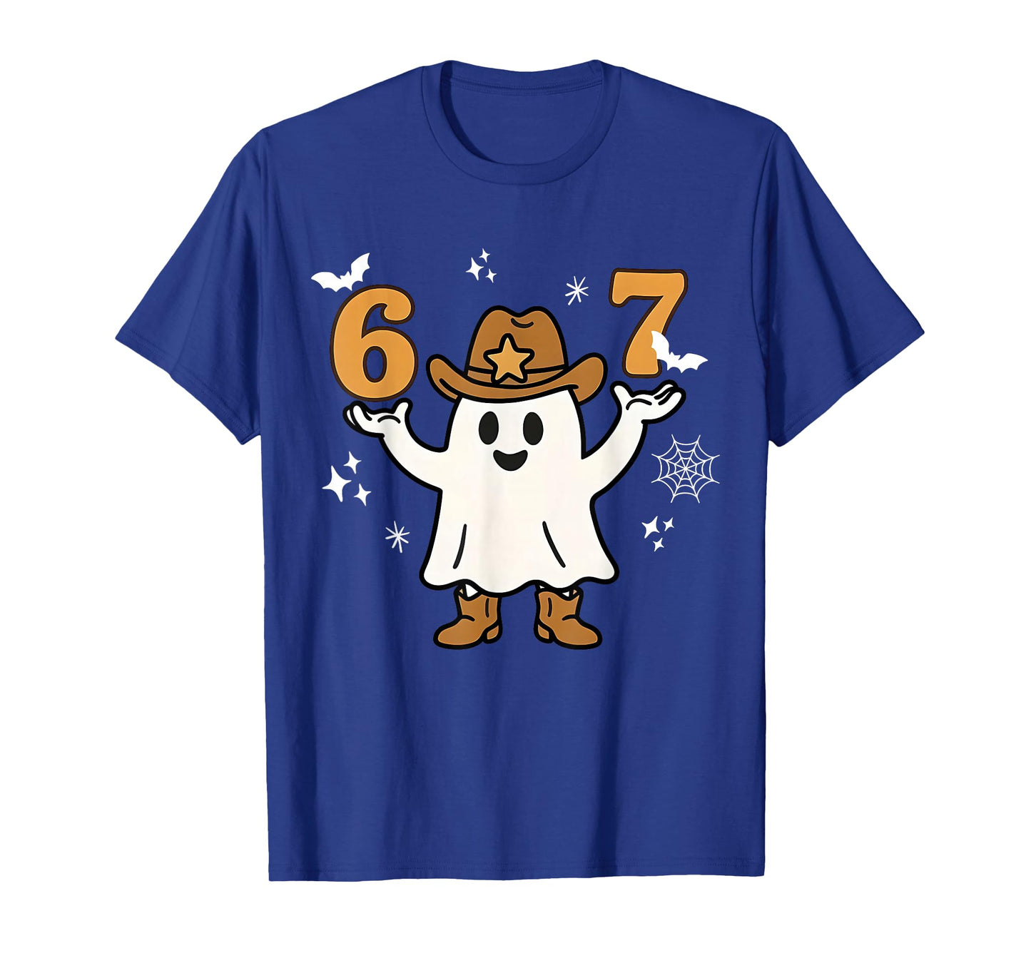 Funny Six Seven 6 7 Meme Cowboy Ghost Halloween Costume T-Shirt