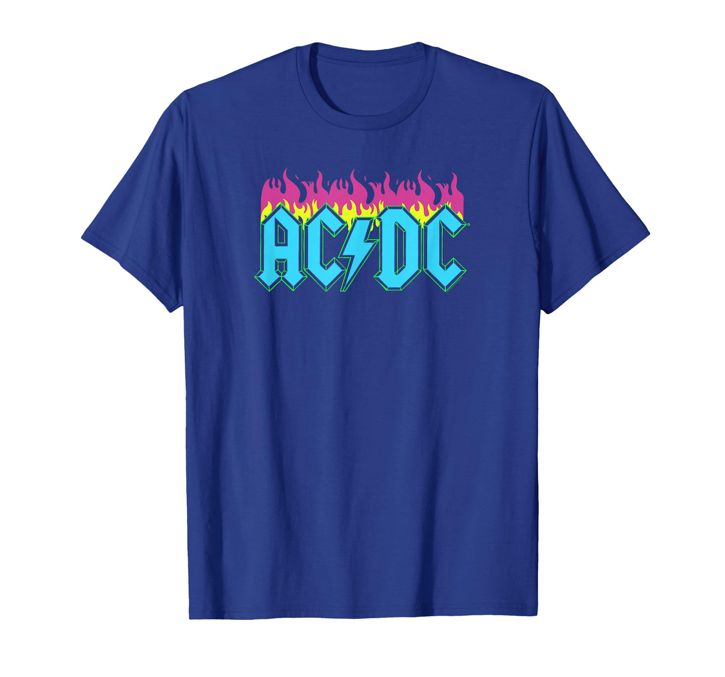 AC/DC Rock Music Band Neon Flames T-Shirt