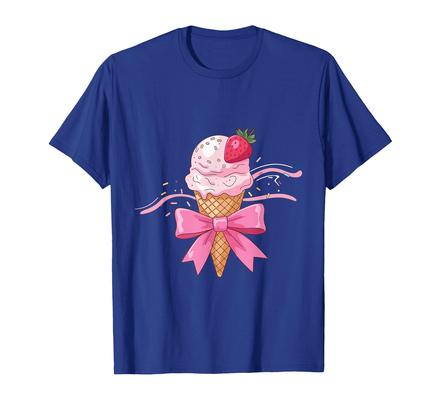 Coquette Bow Ice Cream Cone sprinkles Ribbon strawberry mom T-Shirt