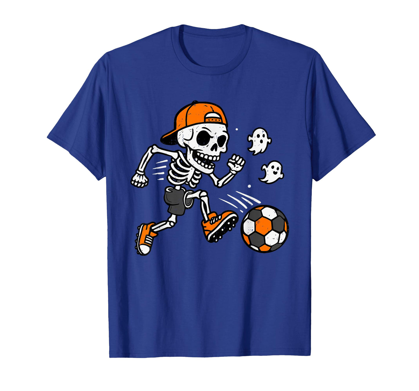 Skeleton Soccer Pumpkin Halloween Costume Boys Teens Kids T-Shirt