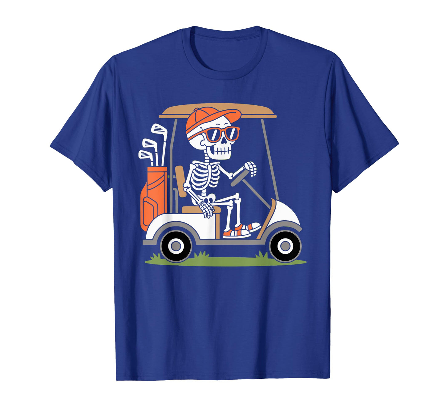 Funny Skeleton Golfer in Golf Cart Golfing Halloween T-Shirt