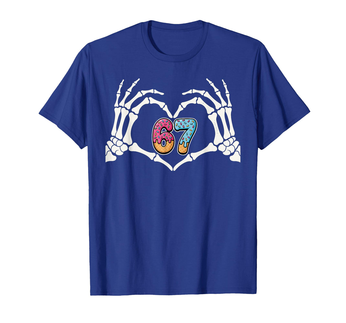 Six Seven Ice Cream Drip 67 Meme Skeleton Hands Sign T-Shirt