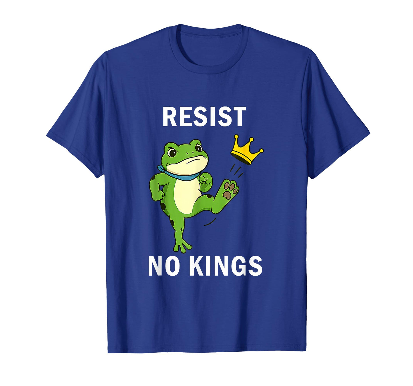 Resist No Kings Frog Kicking Crown Democracy T-Shirt