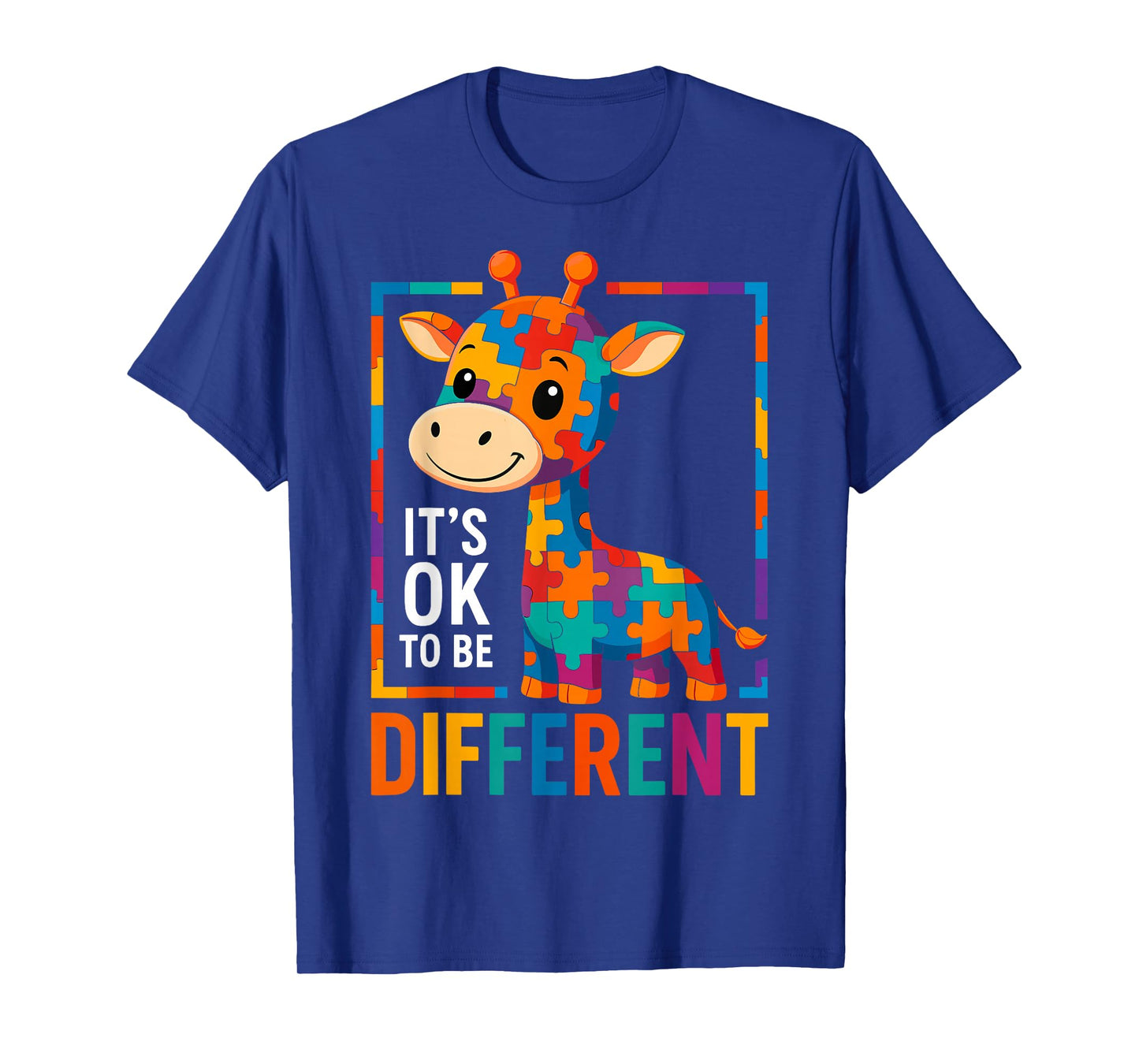 Autism Awareness Giraffe Its Ok To Be Different T-Shirt
