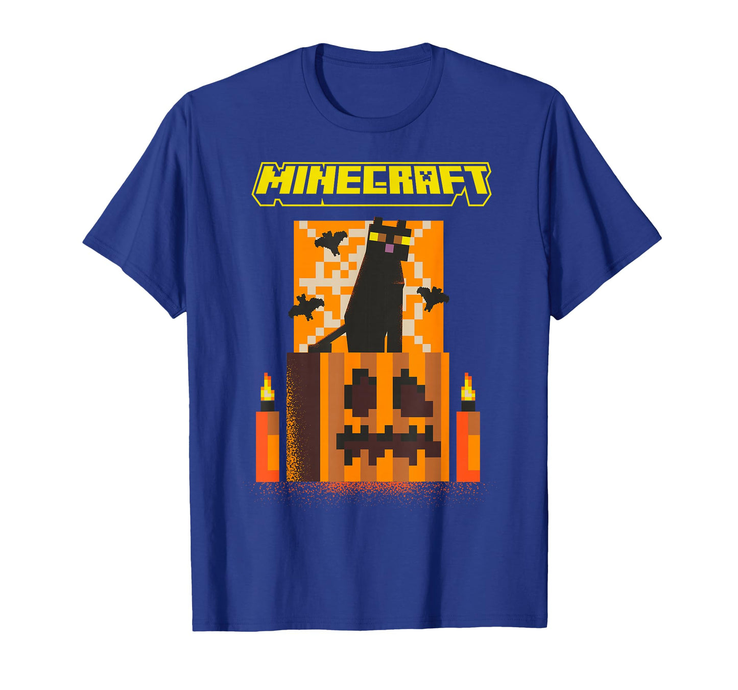 Minecraft Halloween Black Cat On Pumpkin Scene T-Shirt