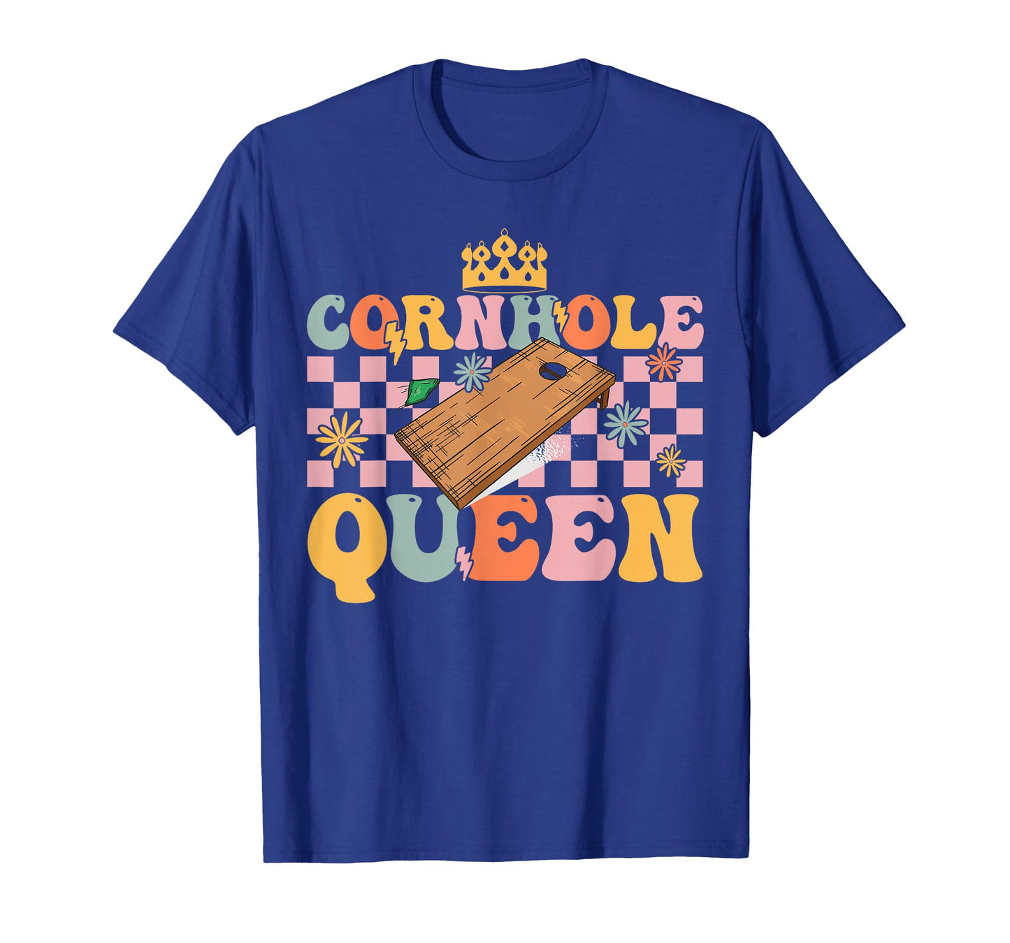 Cornhole Queen Groovy Cornhole Mom Corn Hole T-Shirt