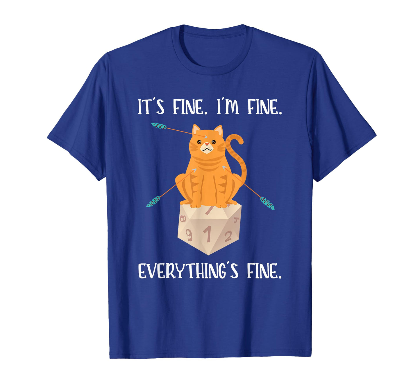 It's Fine RPG Gamer Cat D20 Dice Geek T-Shirt