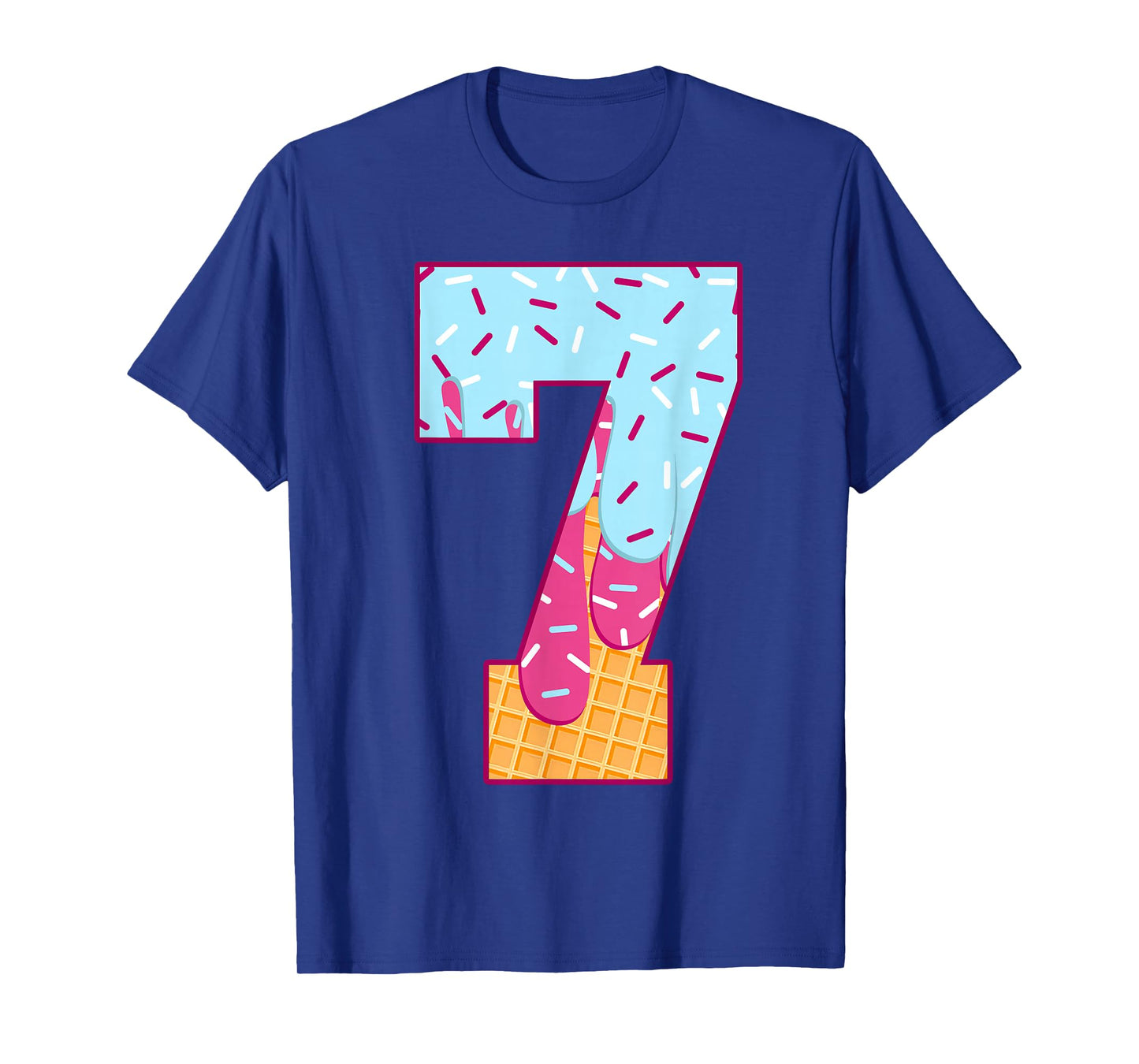 Number 7 Ice Cream Drip Matching Numbers Costume Meme T-Shirt