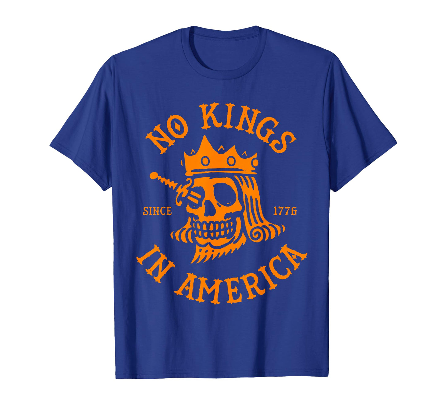 No Kings in America Since 1776 Patriotic Skull Art T-Shirt