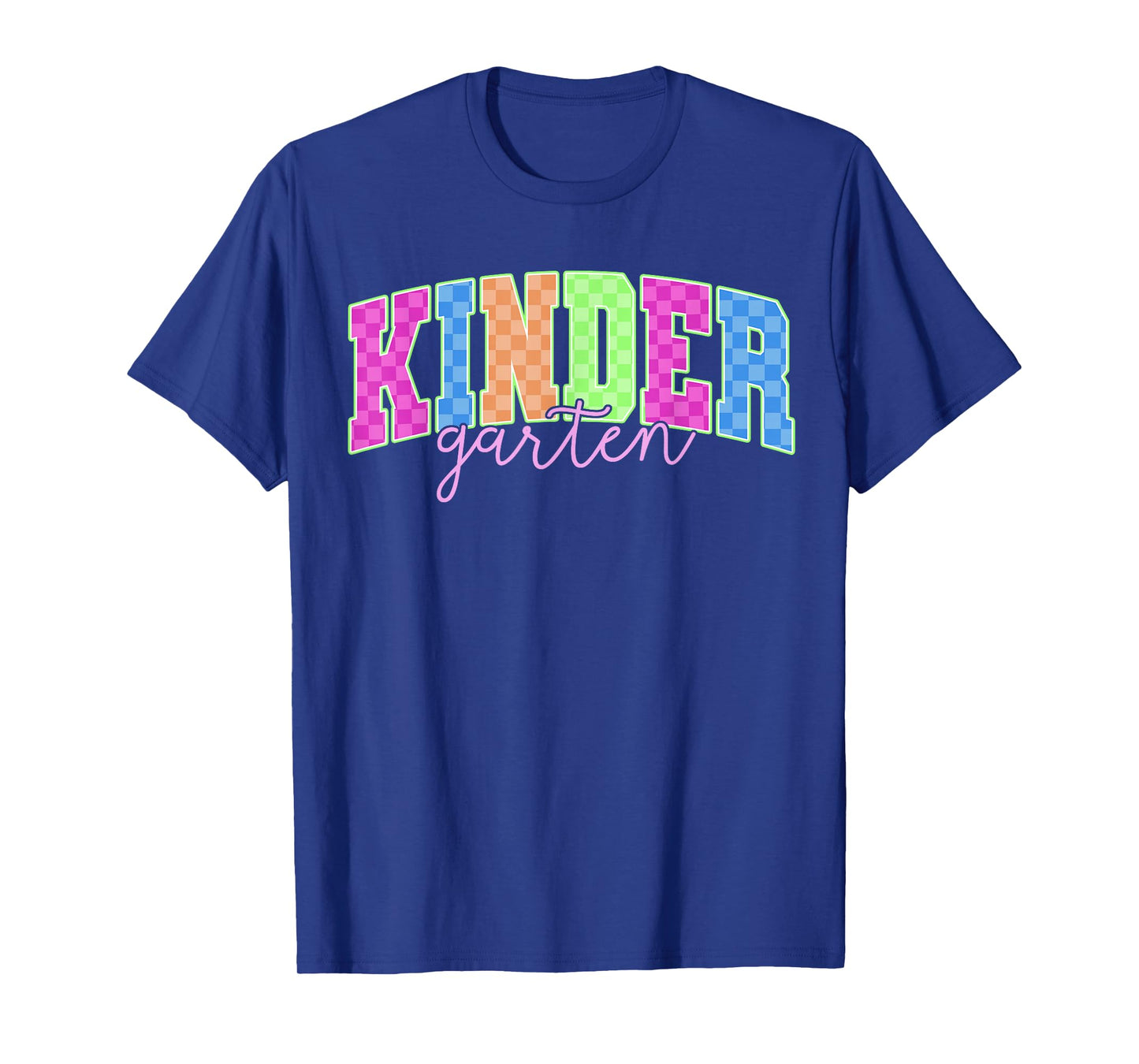 Back To School Neon Checkered Kindergarten, Colorful Teacher T-Shirt