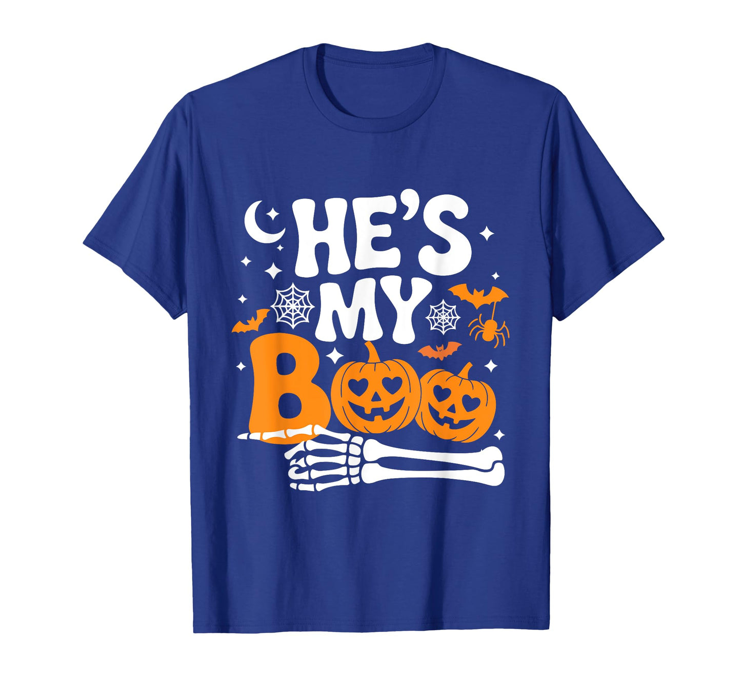 Hes My Boo Pumpkin Matching Couple Halloween Men Women T-Shirt